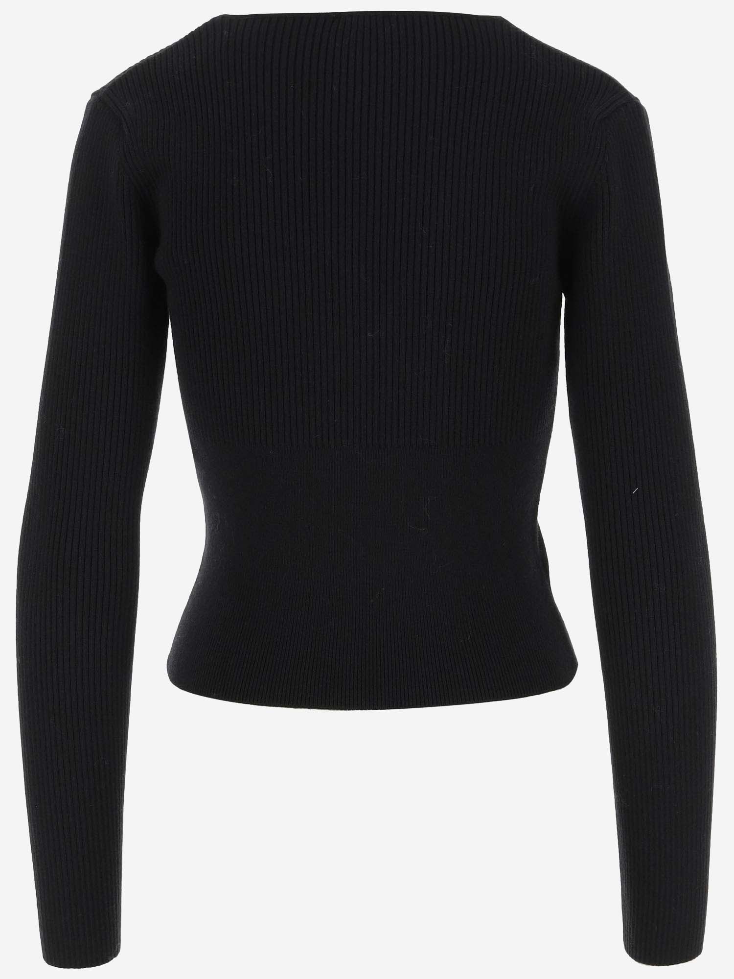 Shop Patou Wool Blend Sweater With Logo In Black