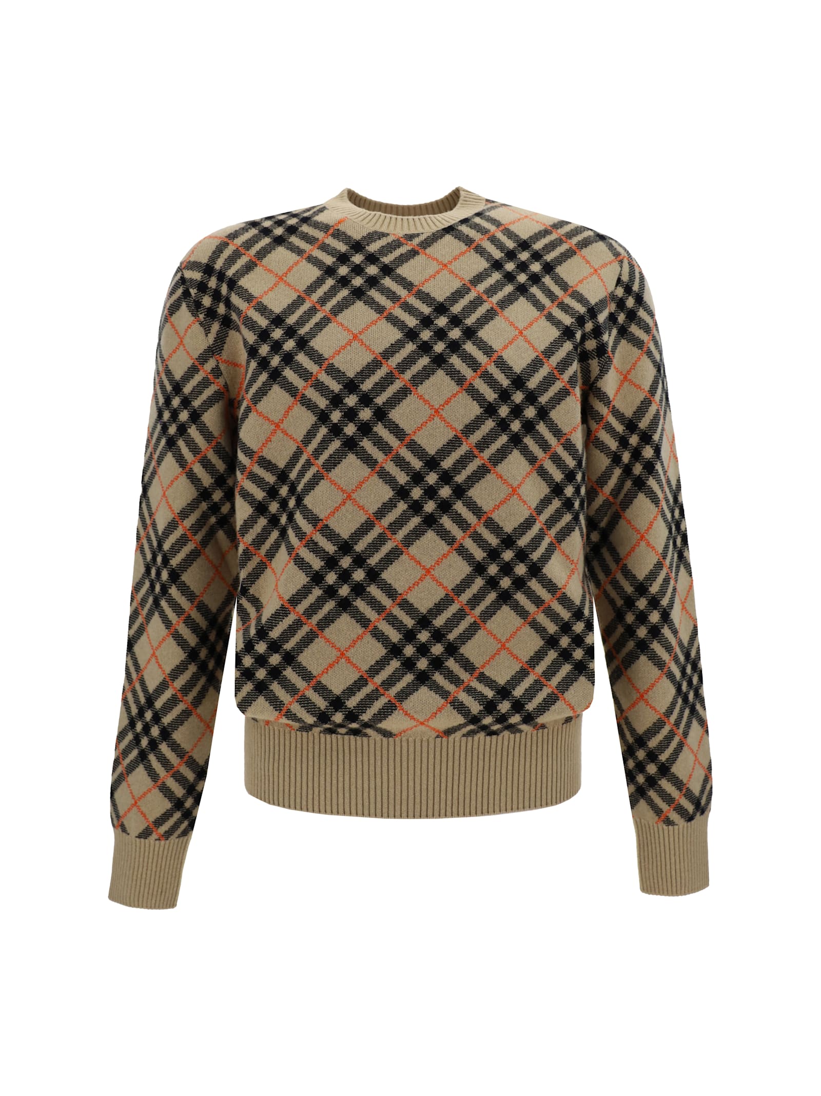 Shop Burberry Sweater In Sand Ip Check