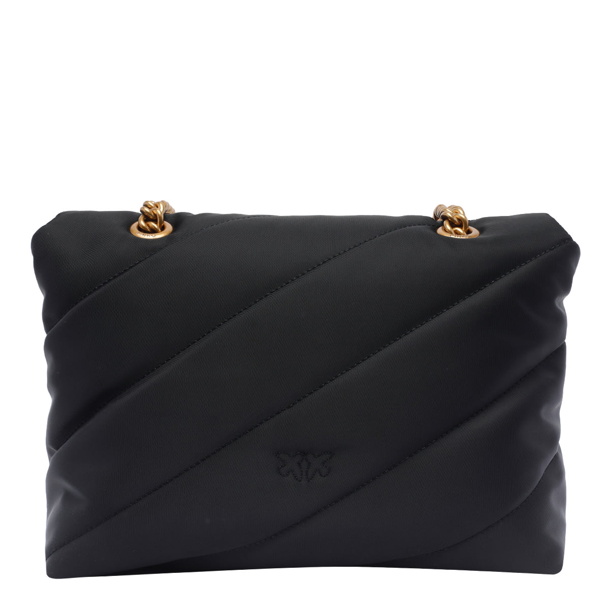 Pinko Love Bag Recycled Tissue Crossbody Bag In Nero-antique Gold