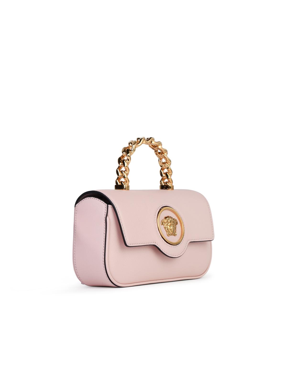 Shop Versace La Medusa Pink Leather Mini Bag