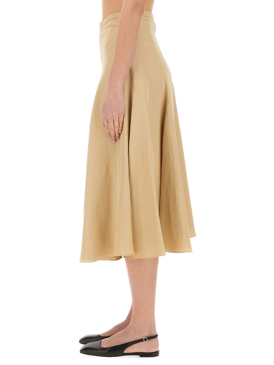 Shop Fabiana Filippi Linen And Viscose Skirt In Beige