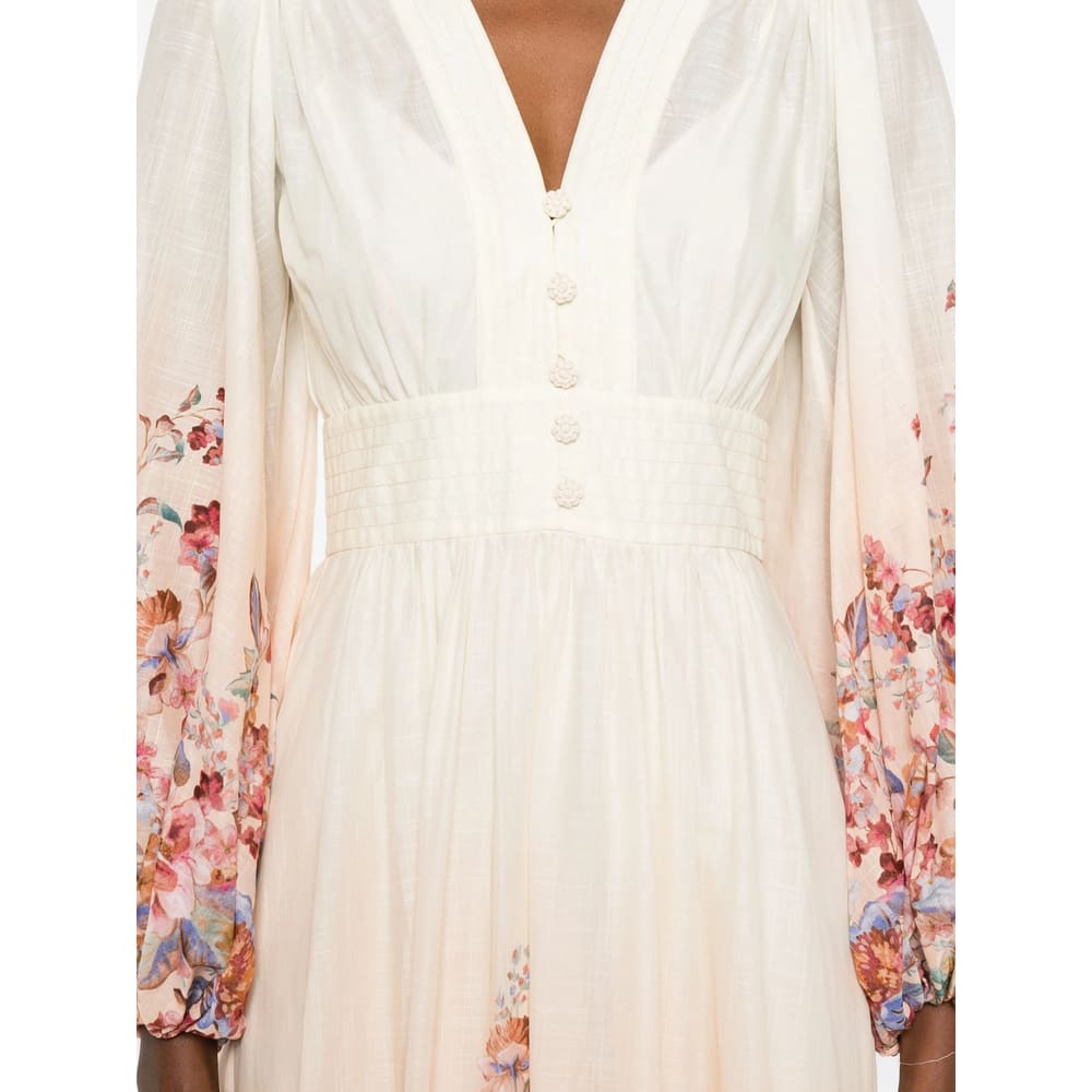 Zimmermann Womens Awaken Plunge Cotton-poplin Maxi Dress Ivory Floral In Metallic