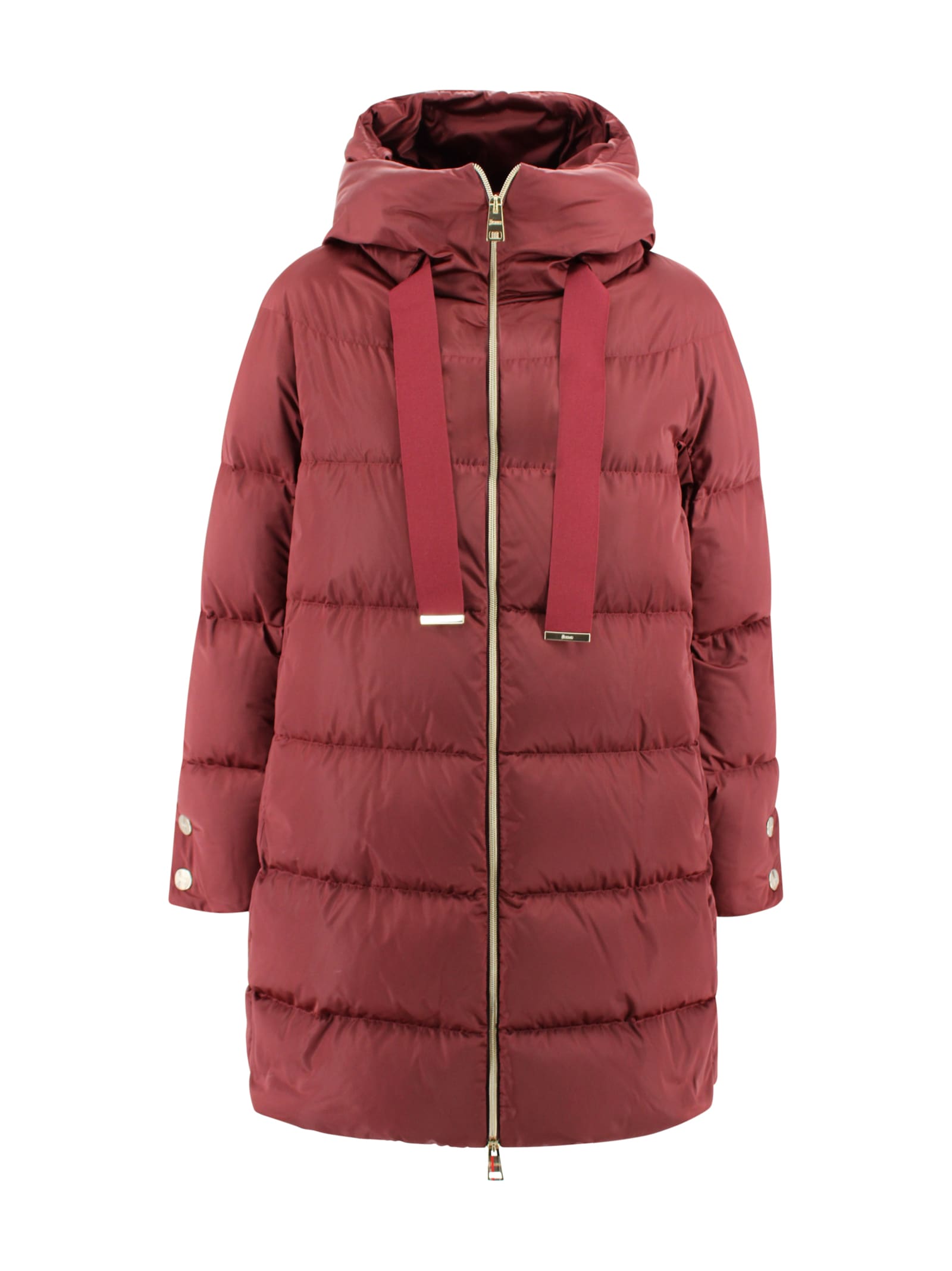 Herno A-shaped Down Jacket In High-density Satin In Burgundy
