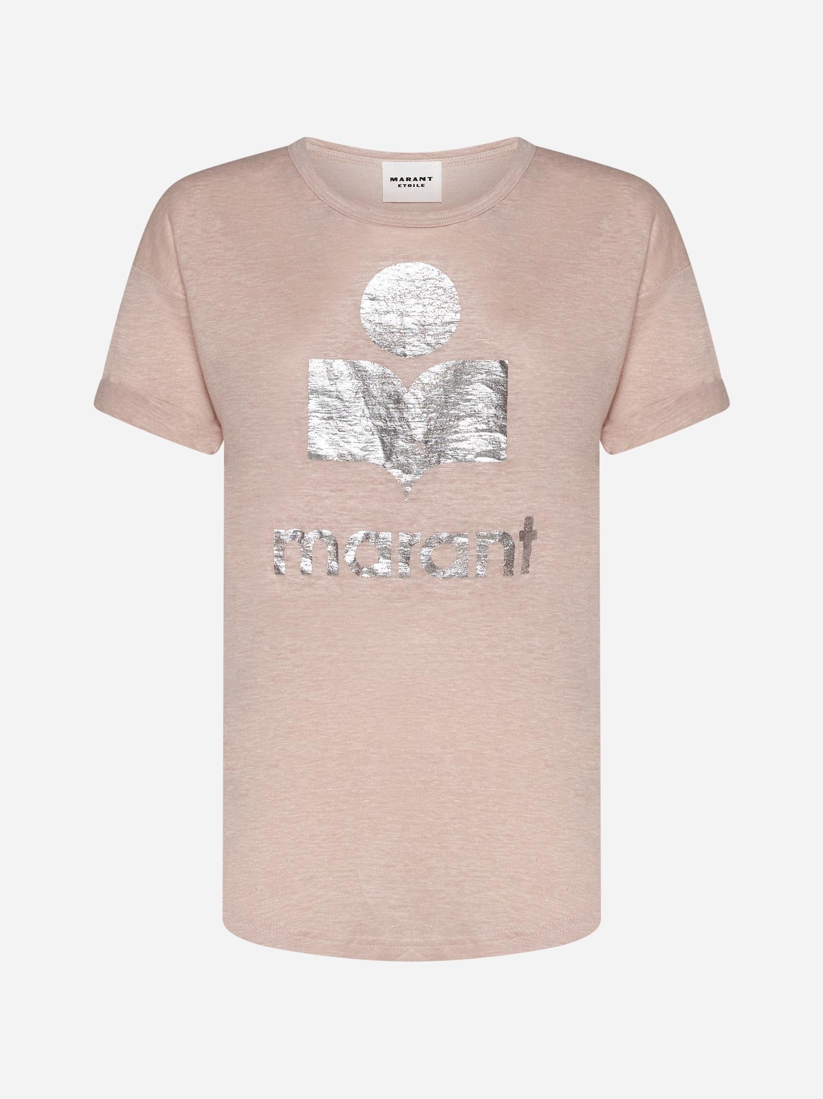Shop Isabel Marant Koldi T-shirt In Pearl Rose/silver