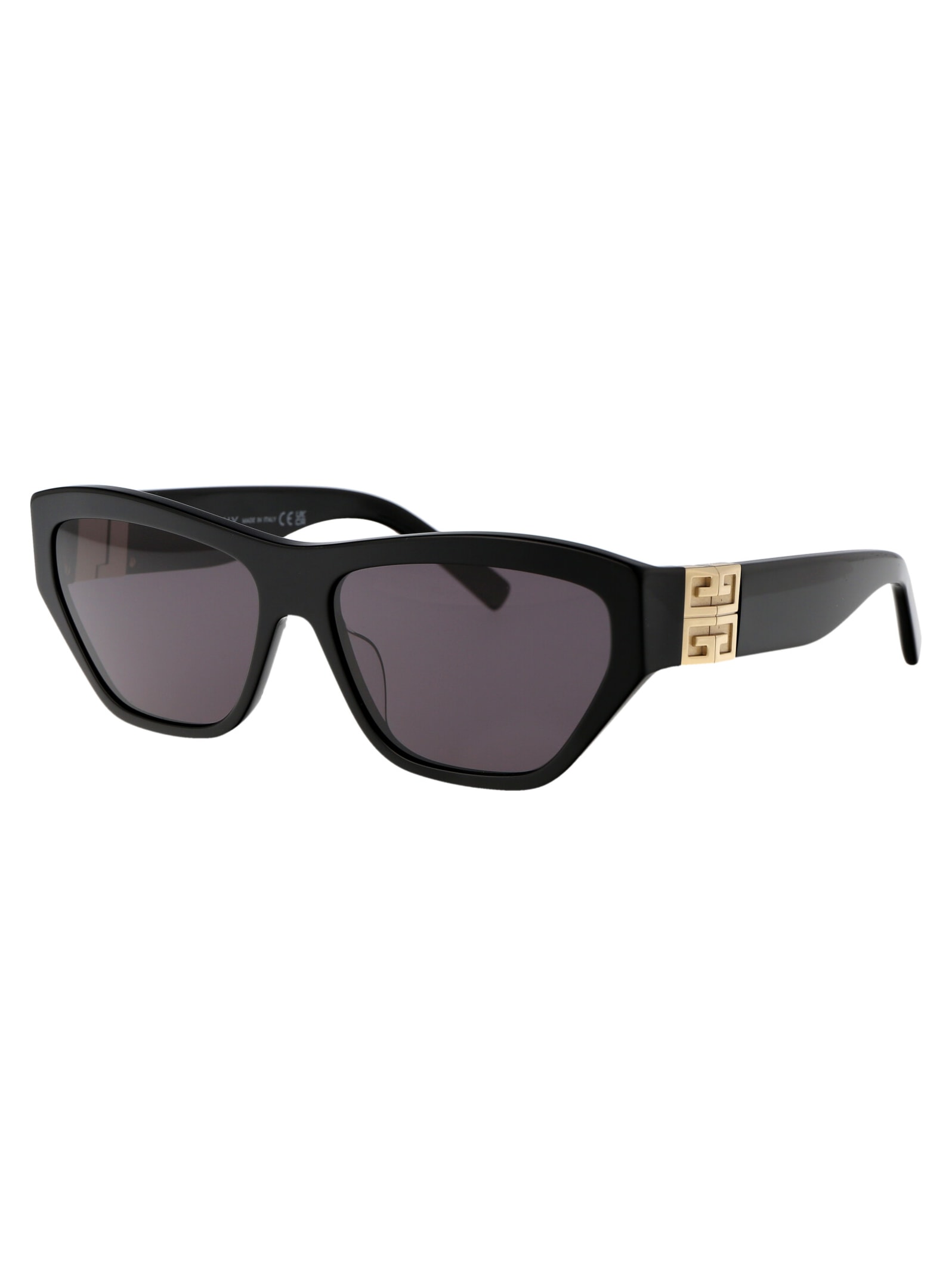 Shop Givenchy 4g Sunglasses In 01a Shiny Black / Smoke