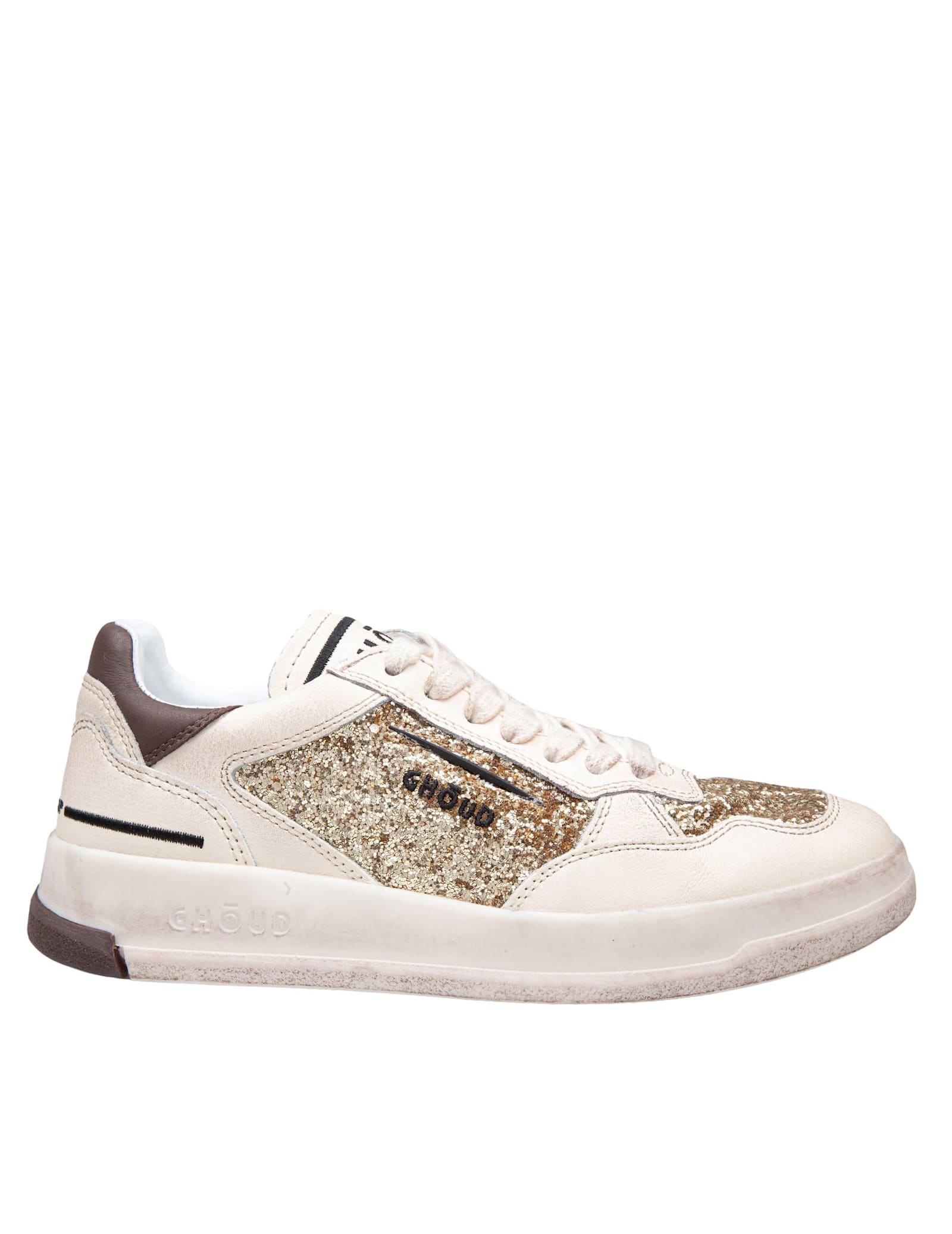 Shop Ghoud Sneakers Tweener Low In Glitter Color Gold In Gold/brown