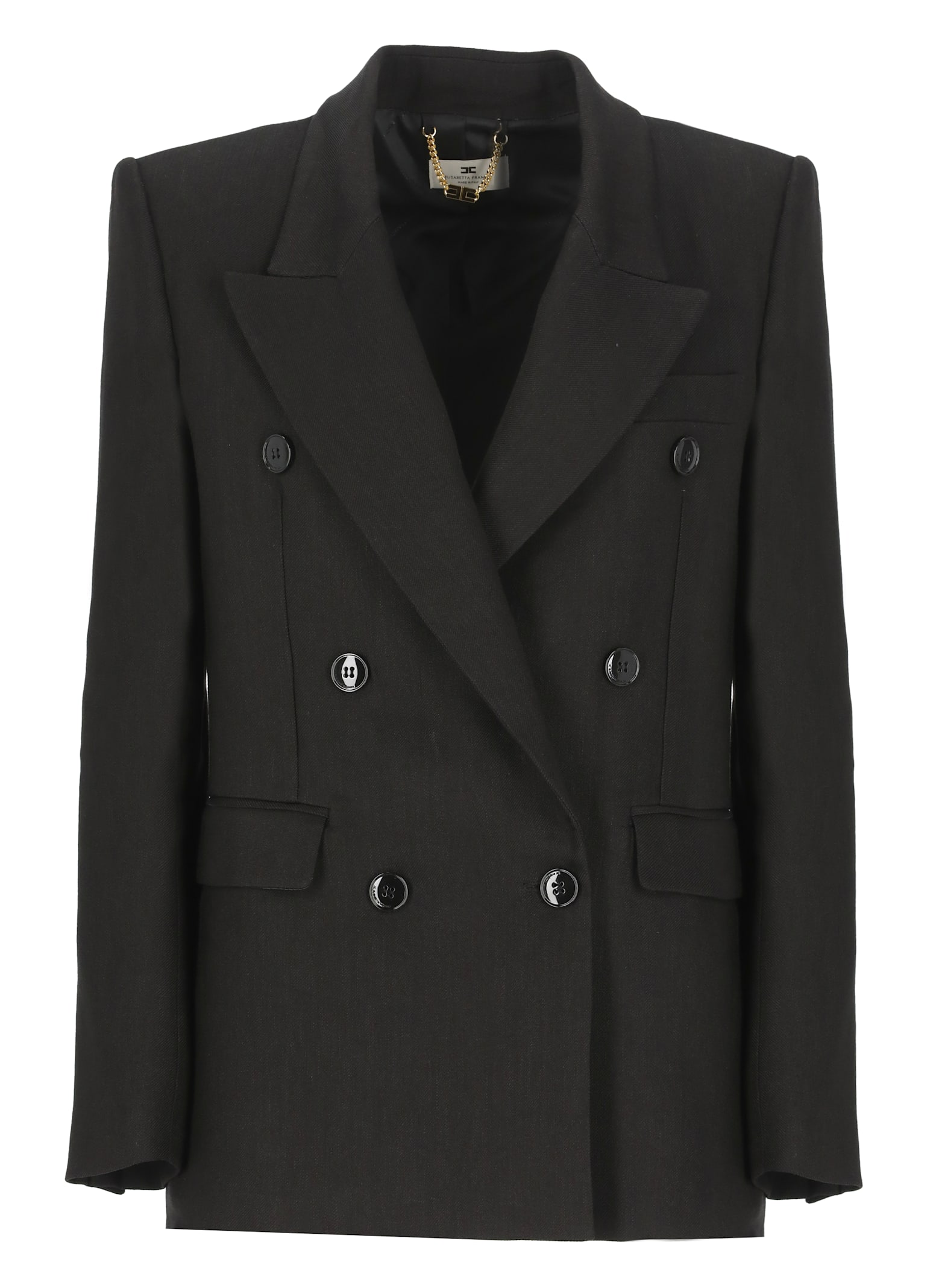 Elisabetta Franchi Double-breasted Crpe Satin Blazer