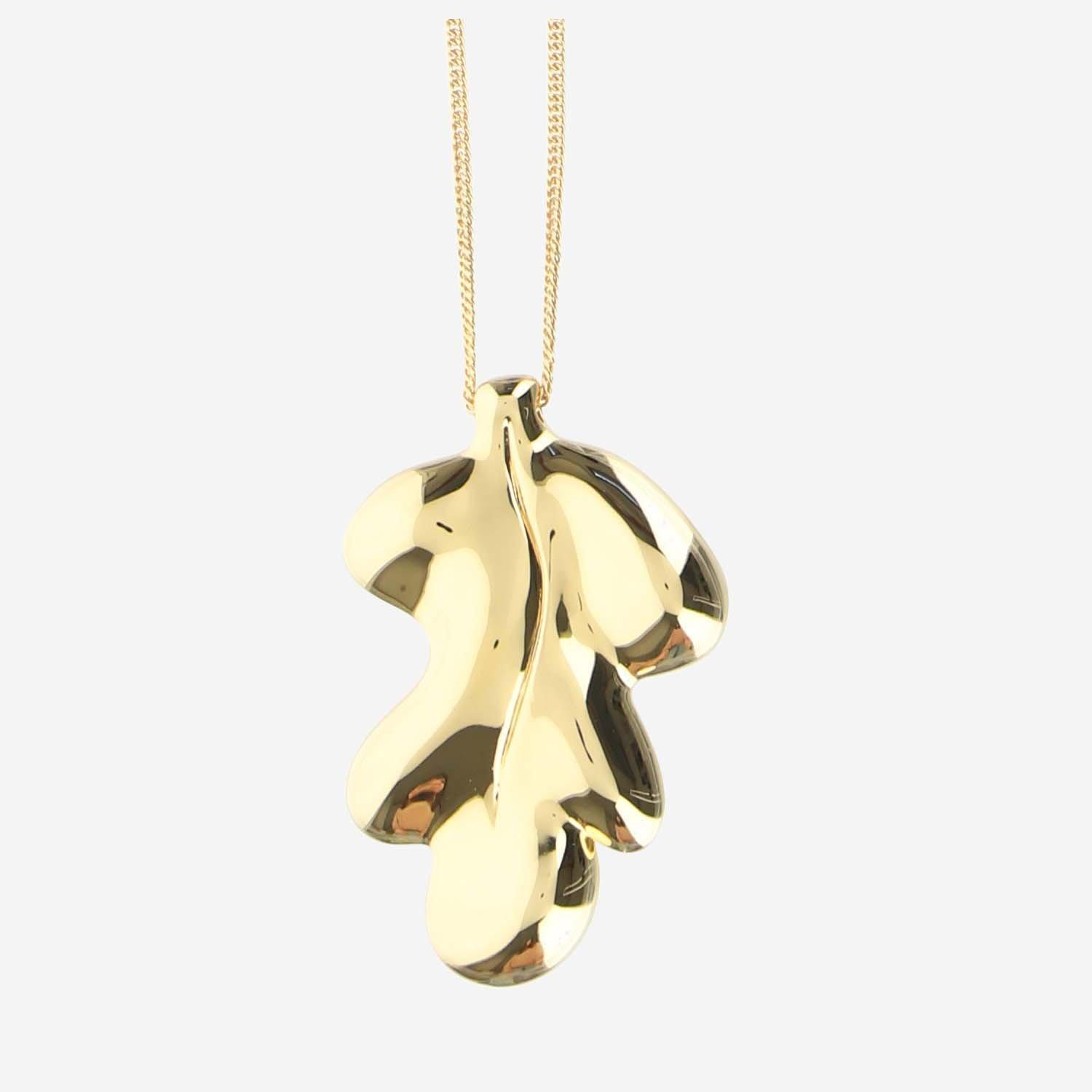 Shop Jil Sander Leaf Pendant Necklace In Oro