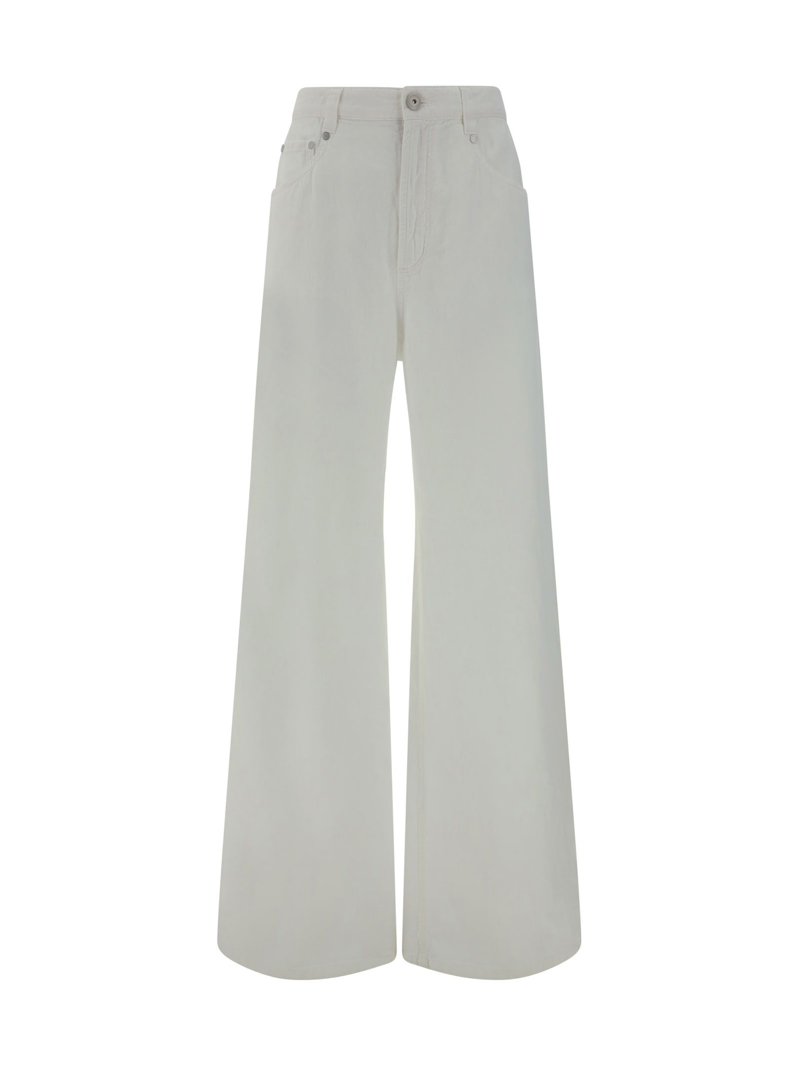 Shop Brunello Cucinelli Palazzo Jeans In Naturale