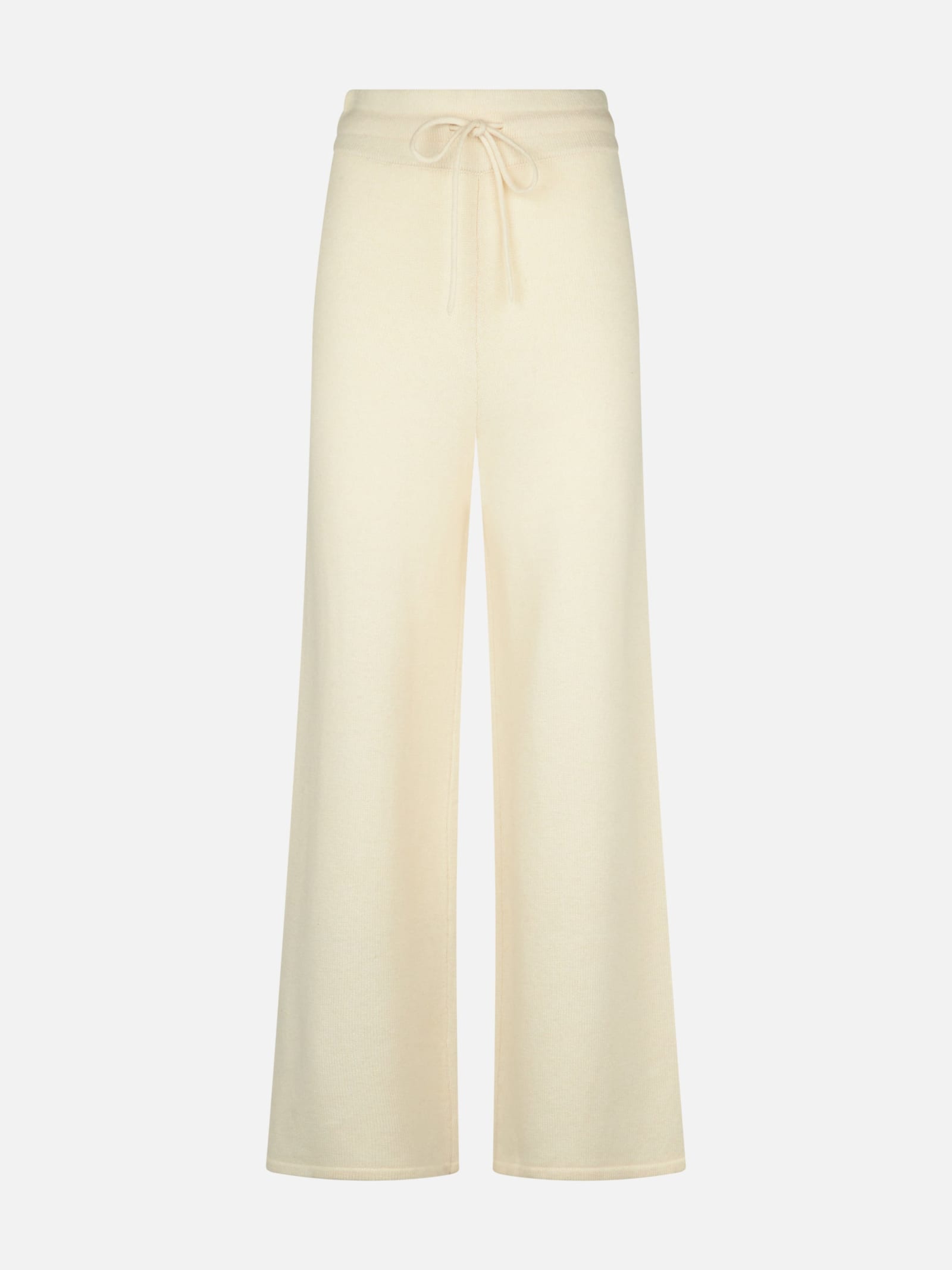 MC2 SAINT BARTH WOMAN OFF-WHITE CASHMERE BLEND PALAZZO PANTS 