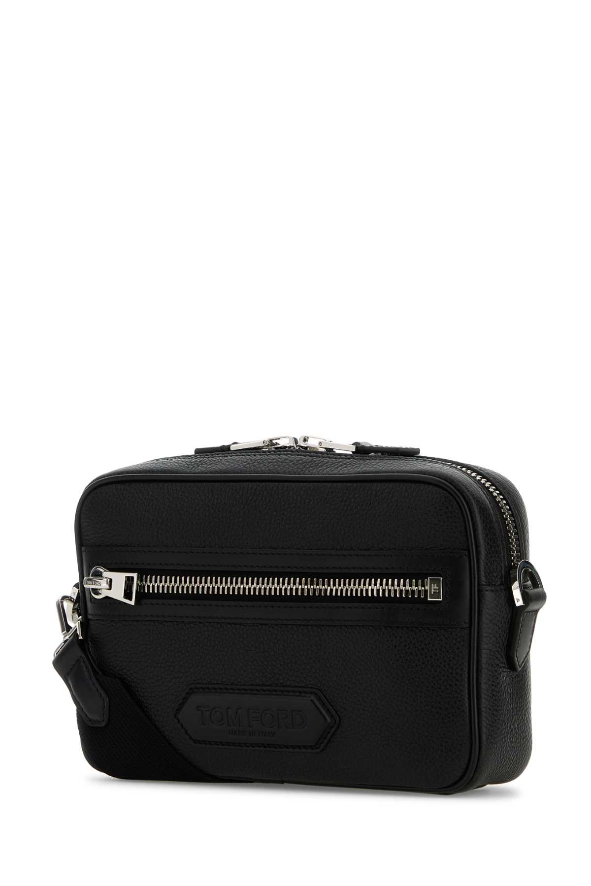 Tom Ford Black Leather Small Messenger Crossbody Bag