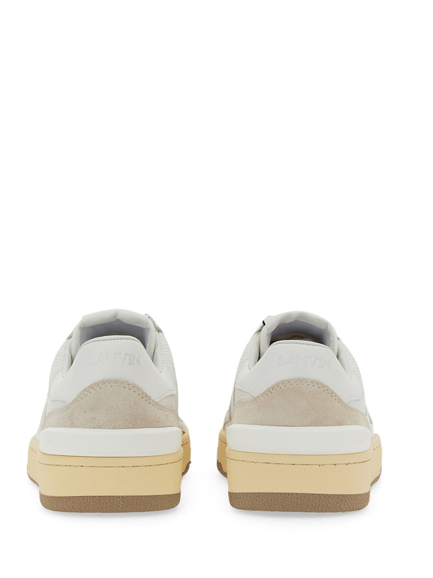 Shop Lanvin Mesh, Suede And Nappa Leather Sneaker In Bianco