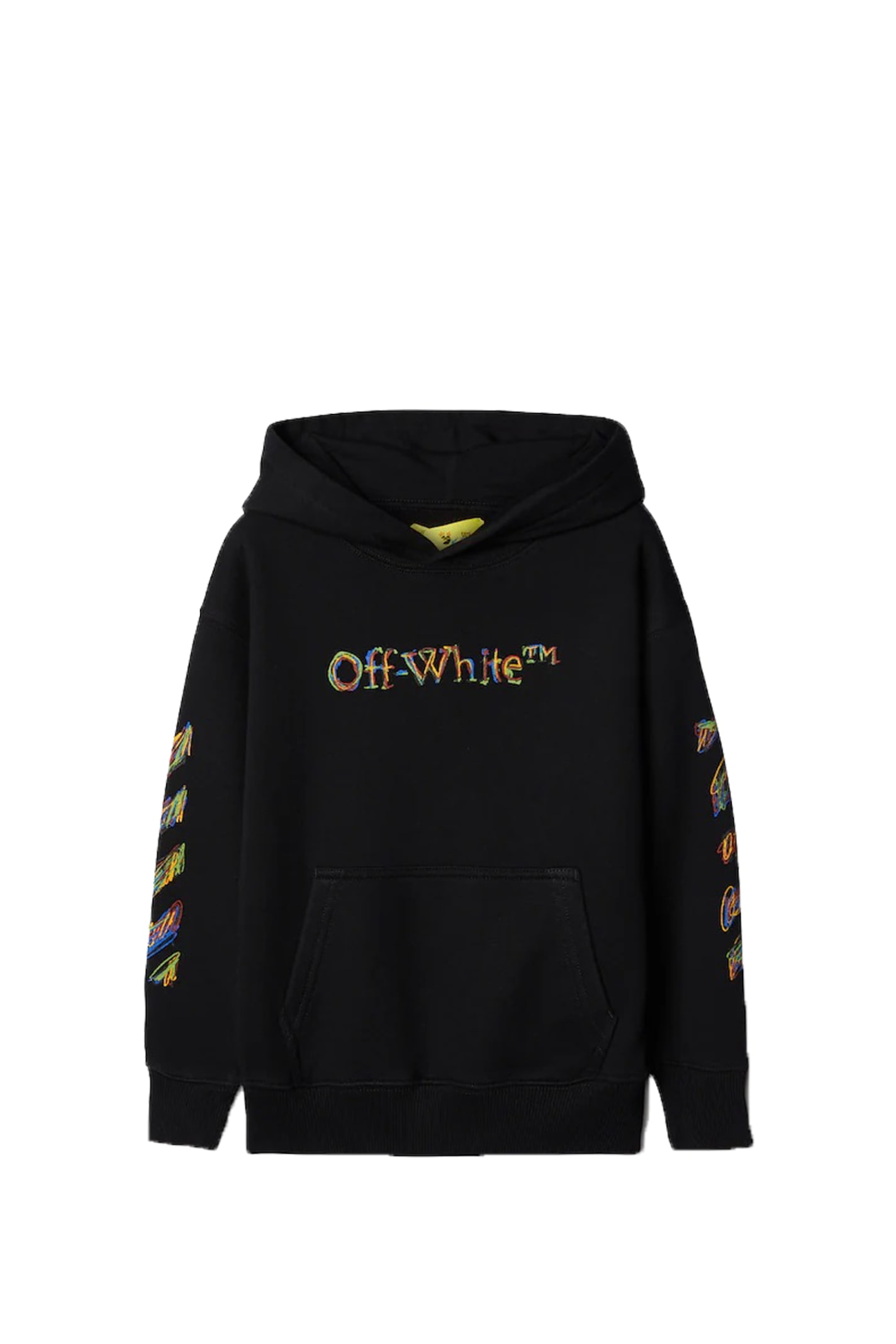 OFF-WHITE SWEATSHIRT WITH HOOD AND SKETCH LOGO