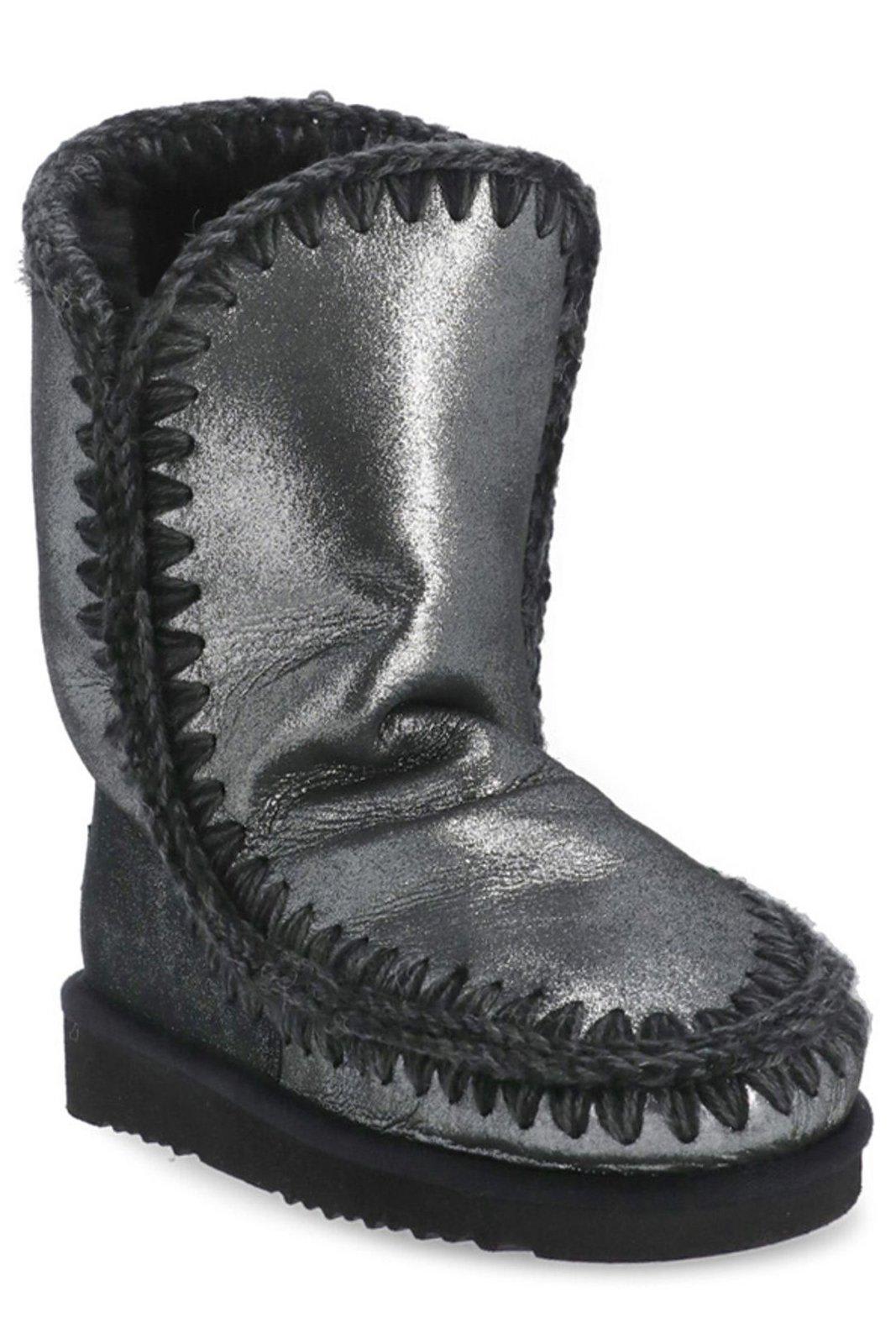 Shop Mou Eskimo 24 Metallic Whipstitch-trim Boots In Black