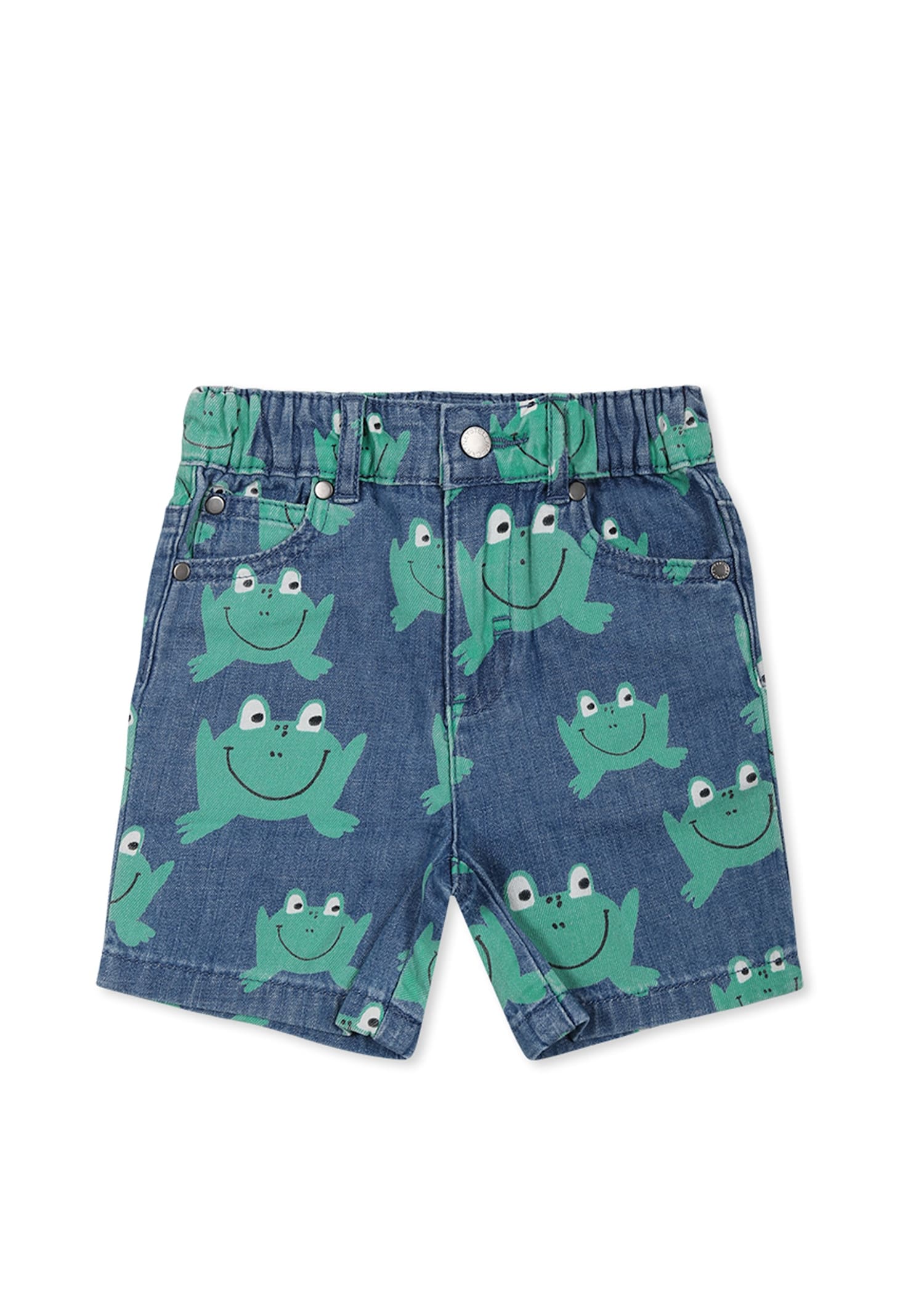 Stella Mccartney Blue Shorts For Baby Boy With Frogs In Denim