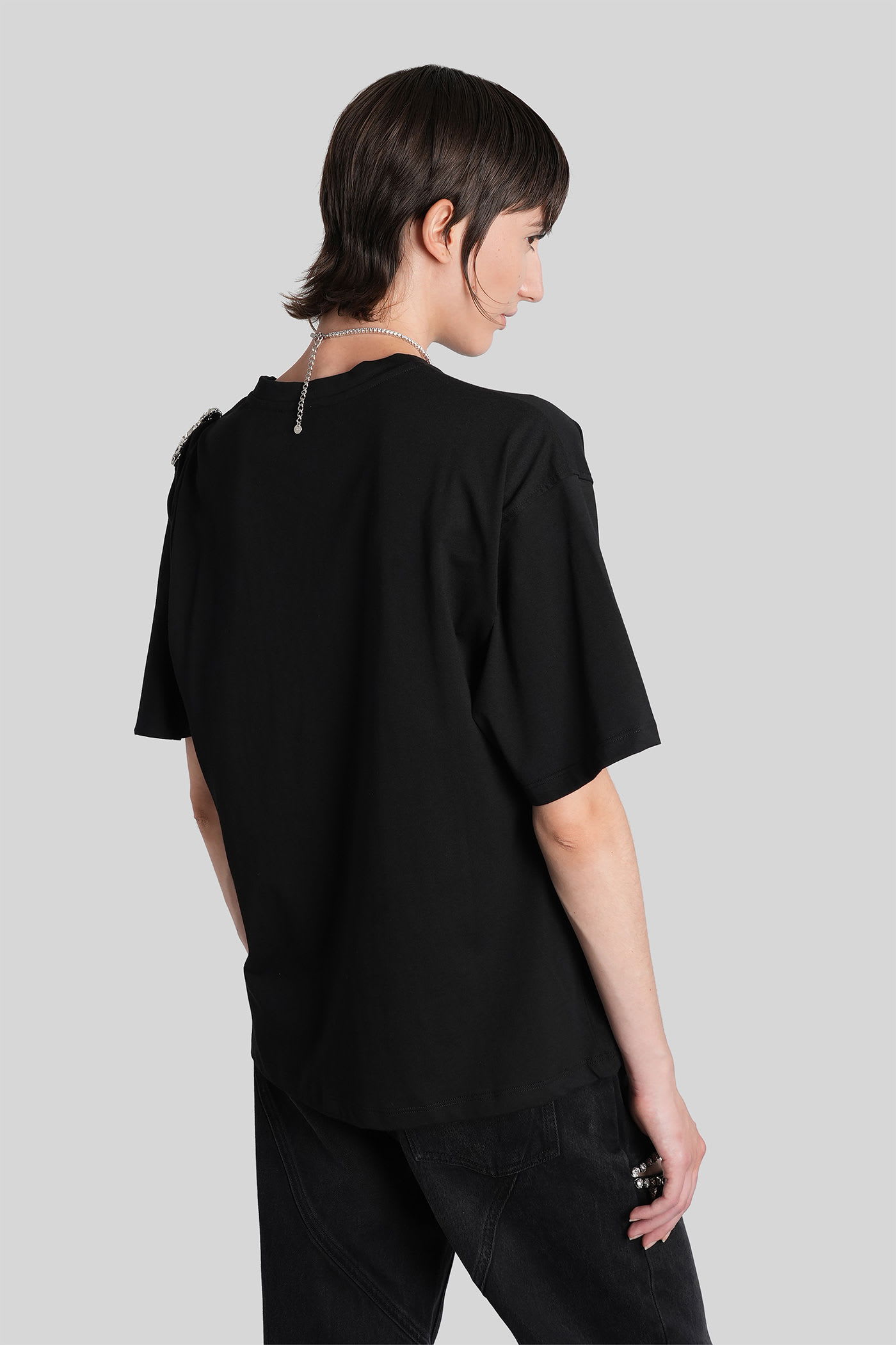 Area T-shirt In Black Cotton In Animal Print