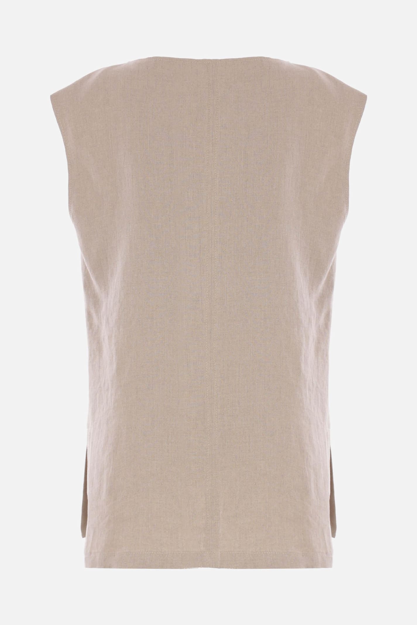 Max Mara Split Neckline Sleeveless Blouse In Brown