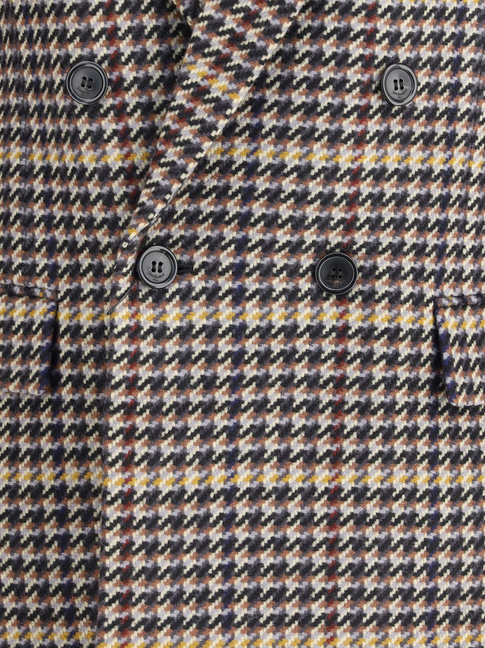 Saint Laurent Giacca Doppiopetto Con Sei Bottoni E Revers A Lancia In In Brown