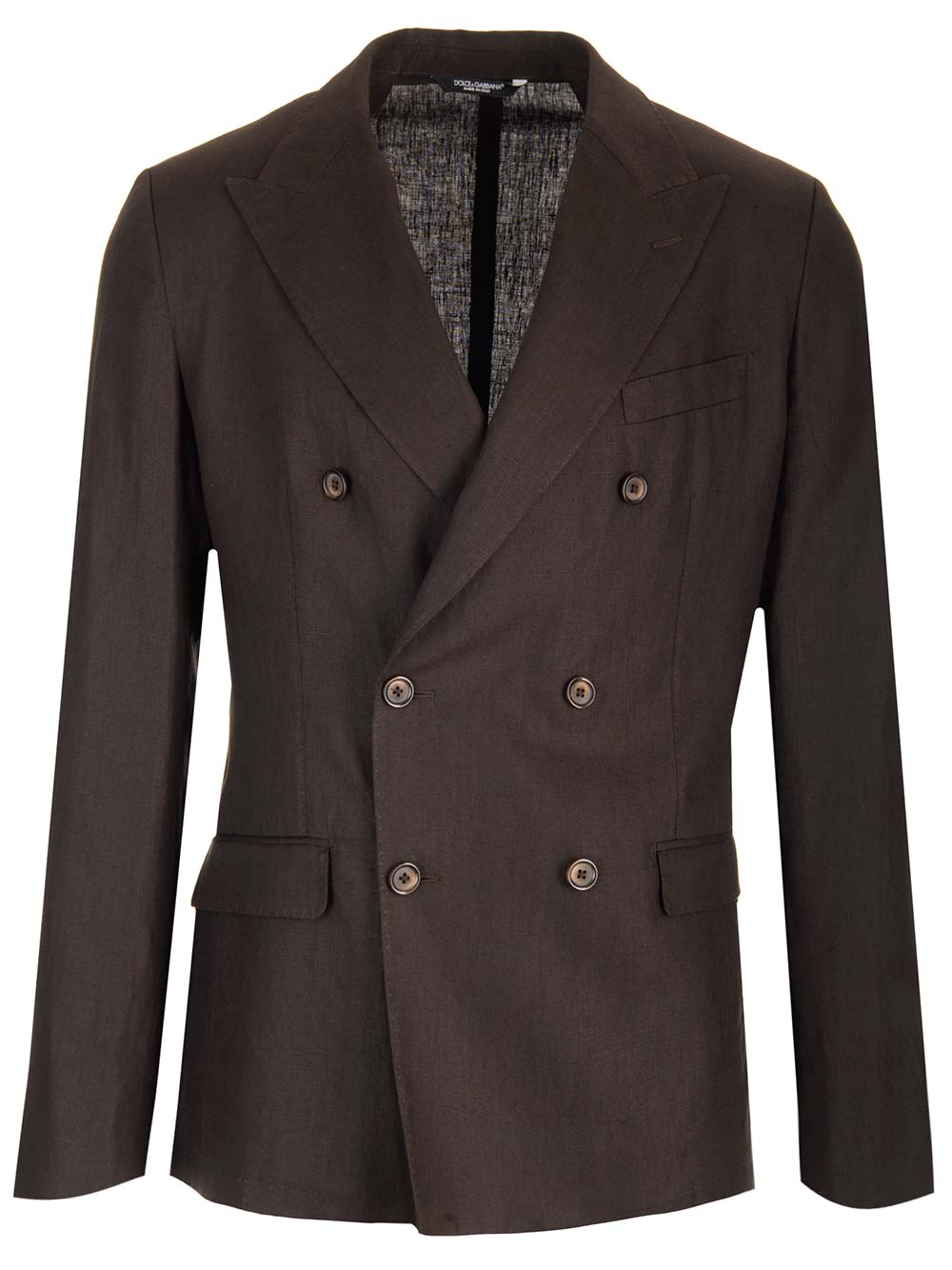 Shop Dolce & Gabbana Double-breasted Ebony Jacket In Brown