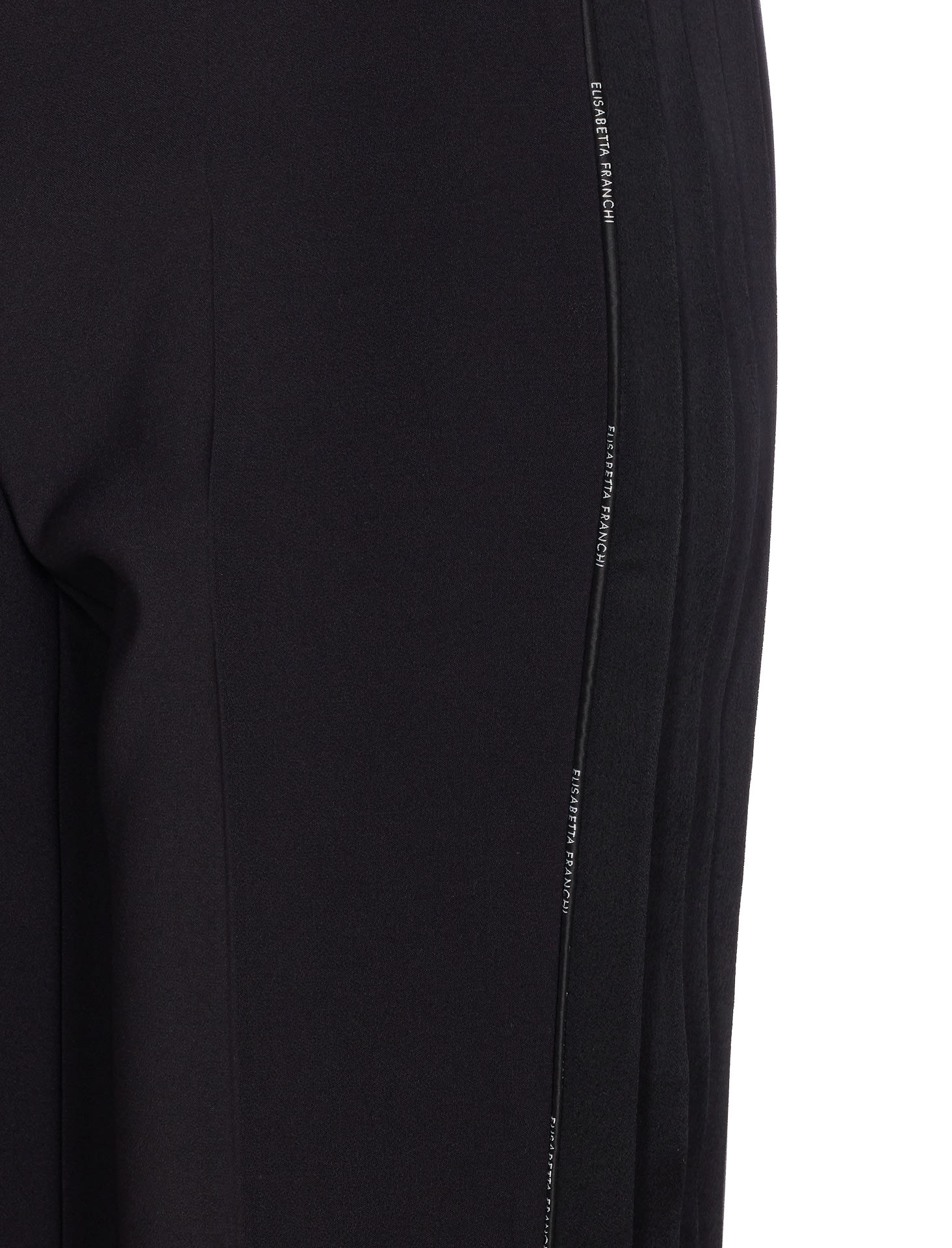 Elisabetta Franchi Light Crepe Trousers With Tuxedo Detail In Black