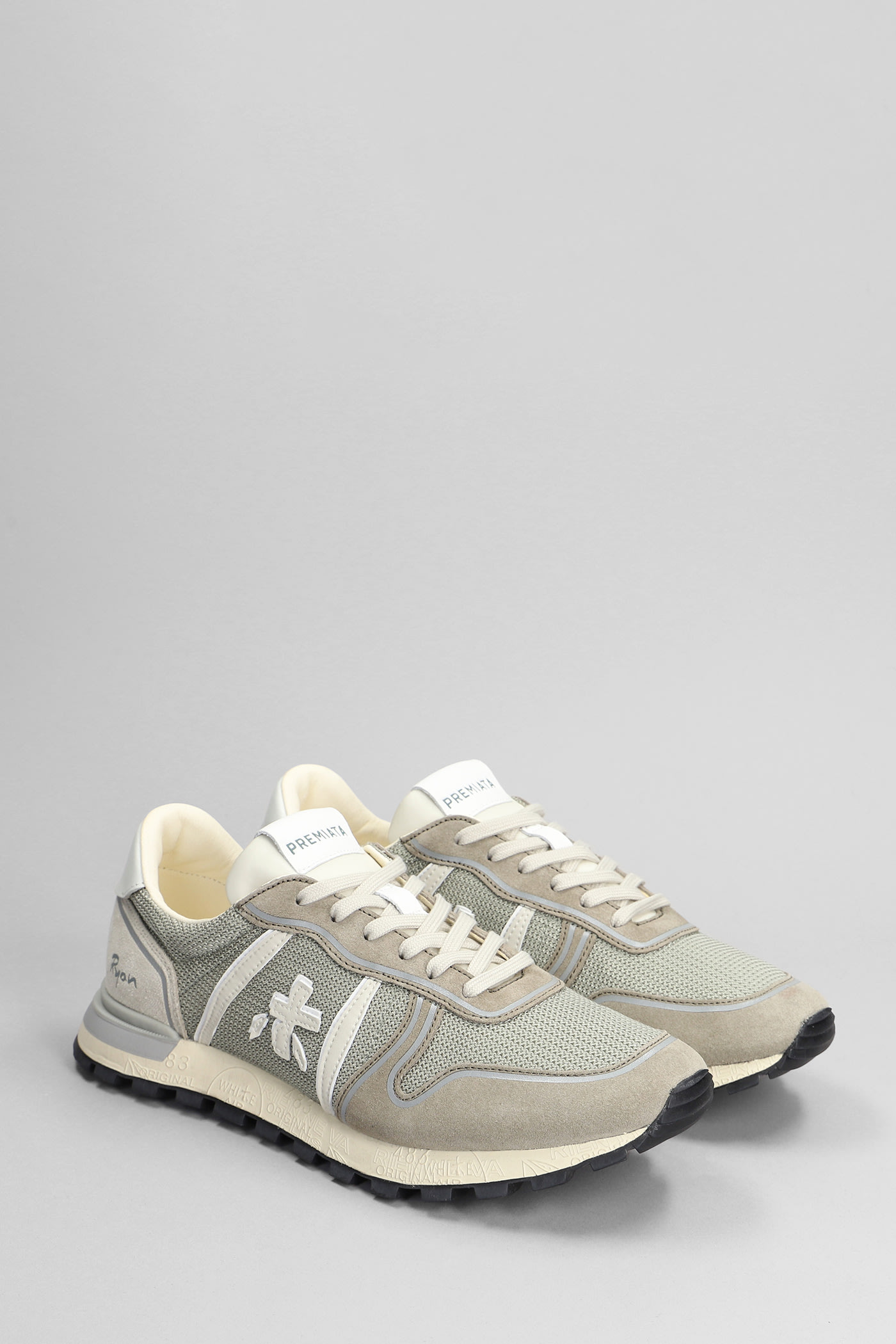 Shop Premiata Ryan Sneakers In Taupe Suede And Fabric In Beige