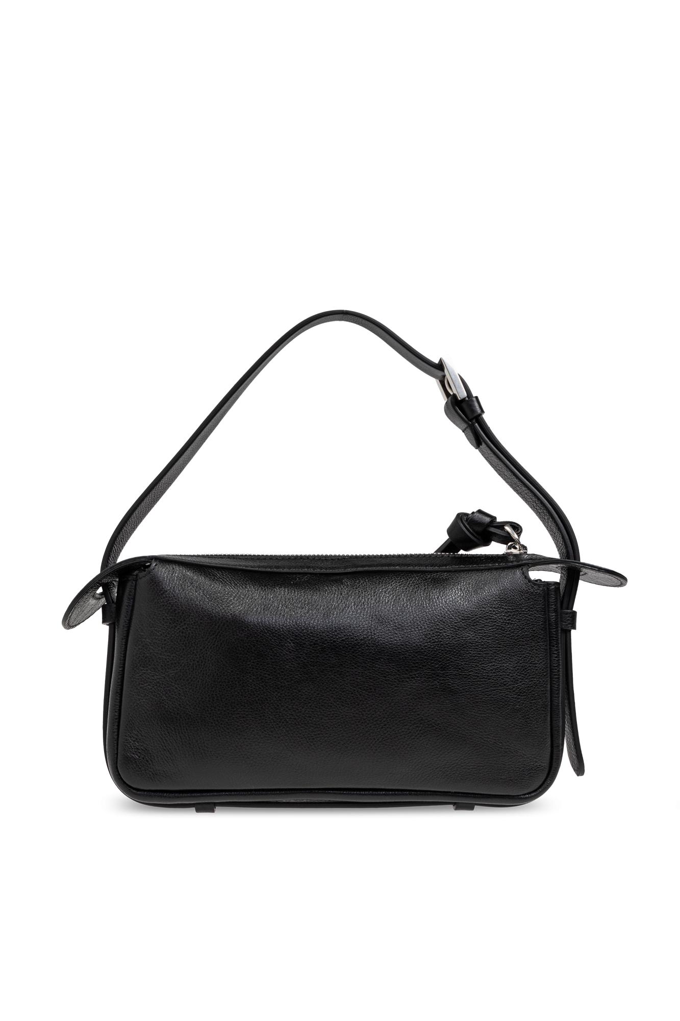 Shop Fendi Leather Shoulder Bag Smiply  Mini In Nero