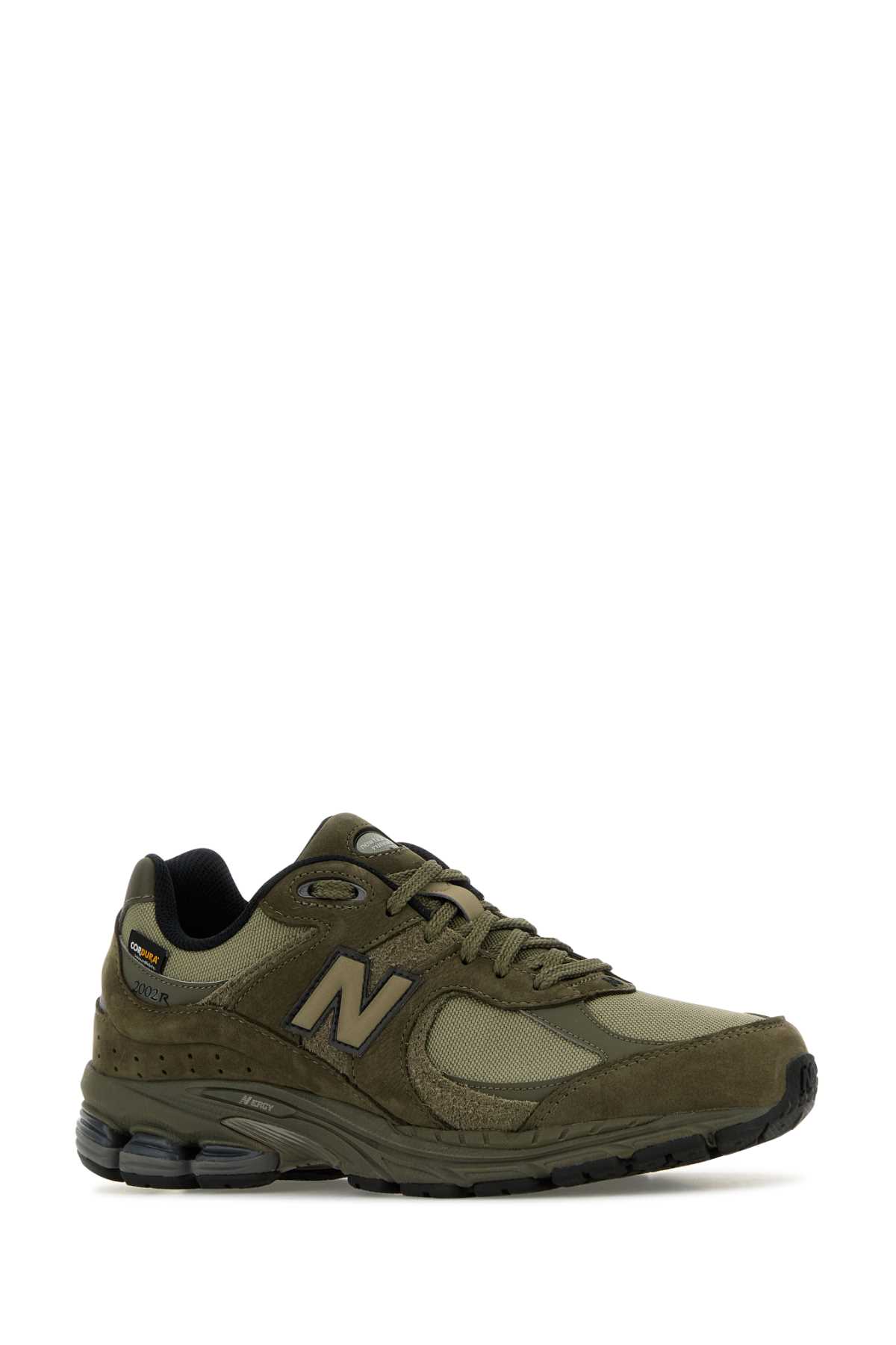 NEW BALANCE ARMY GREEN SUEDE AND MESH 2002R SNEAKERS 