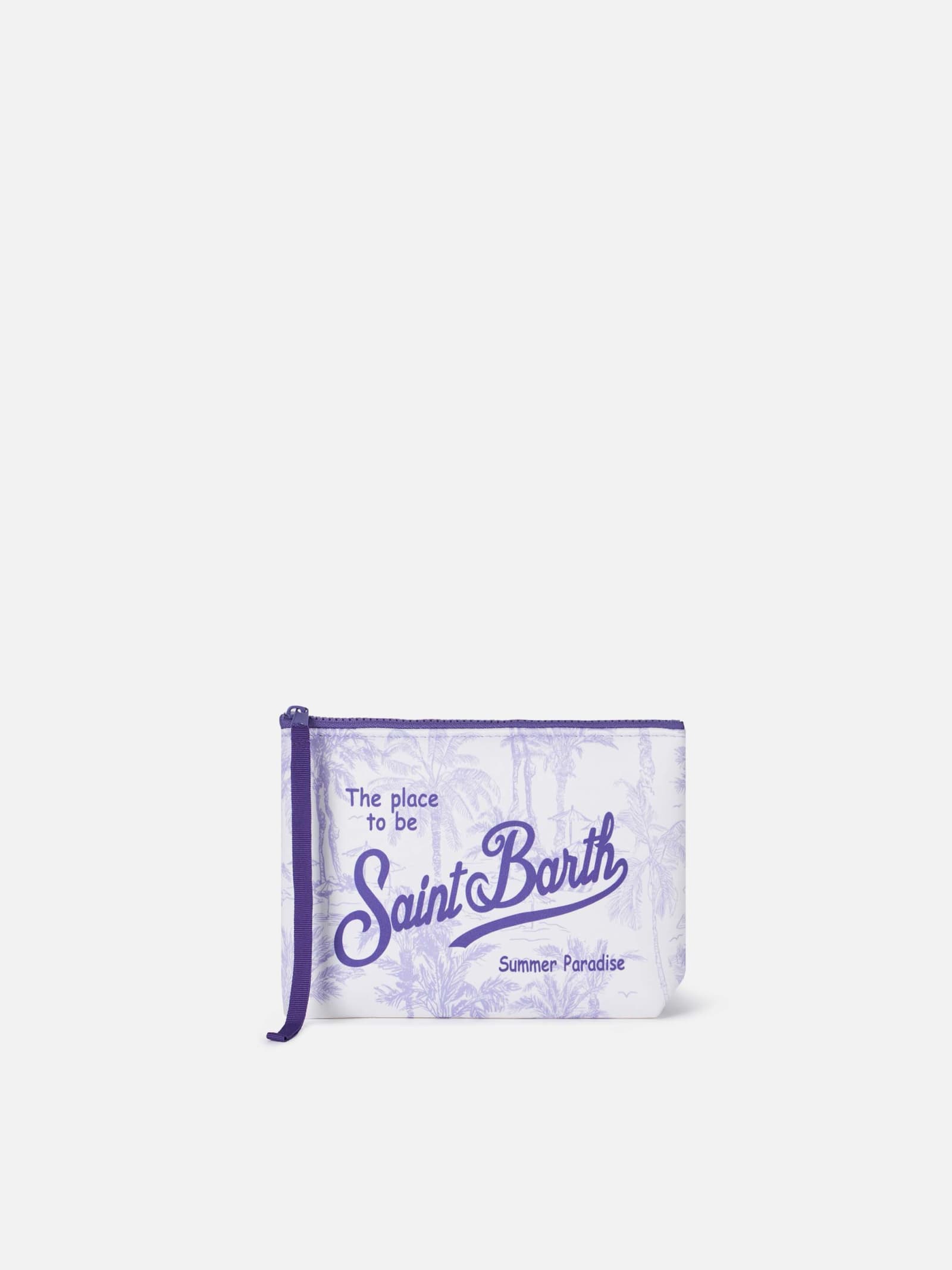 Mc2 Saint Barth Aline Scuba Pochette With Toile De Jouy Print In Pink