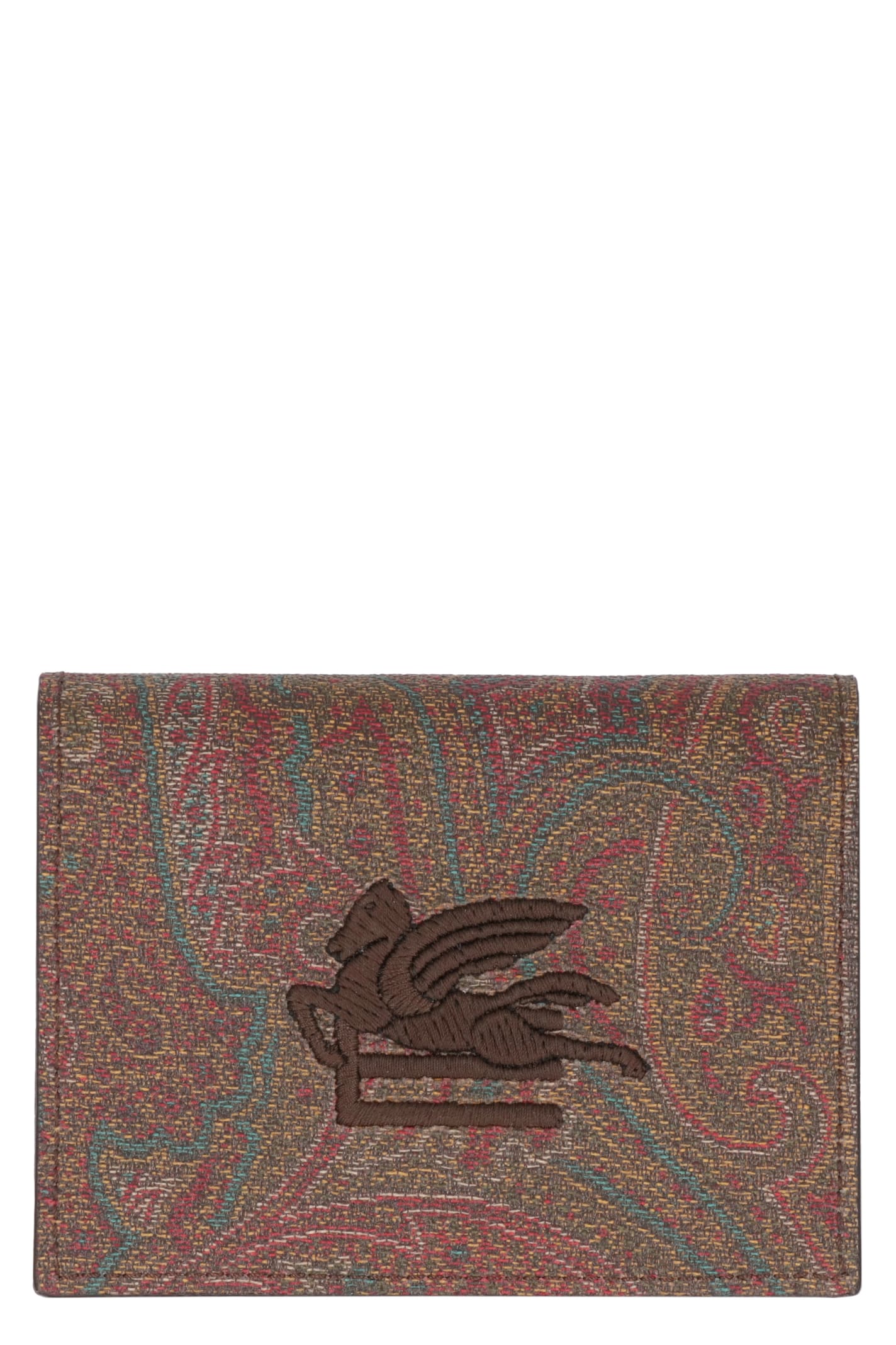 Shop Etro Coated Canvas Wallet In Brown