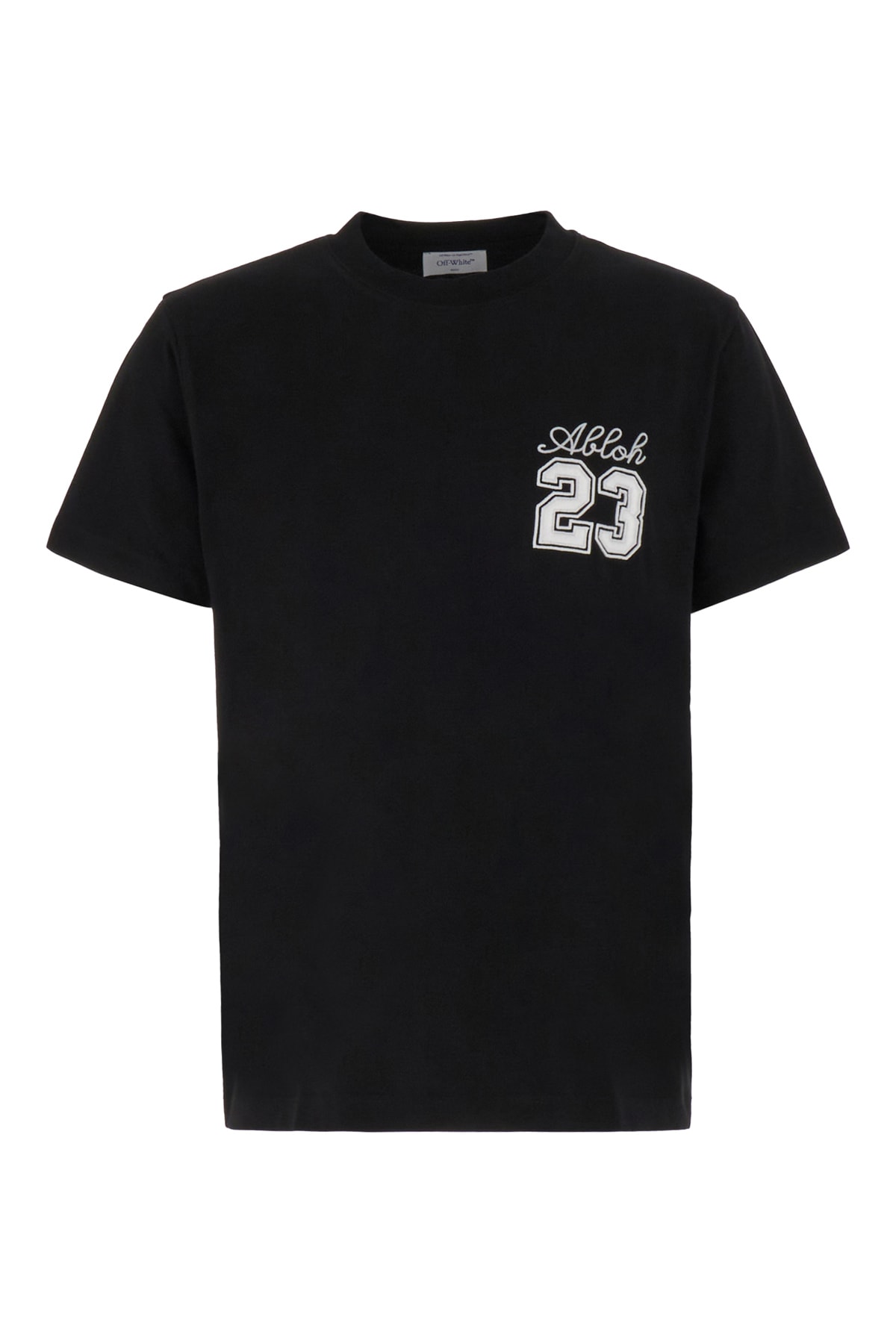 Off-white Black Cotton Stretch T-shirt In Nero Bianco