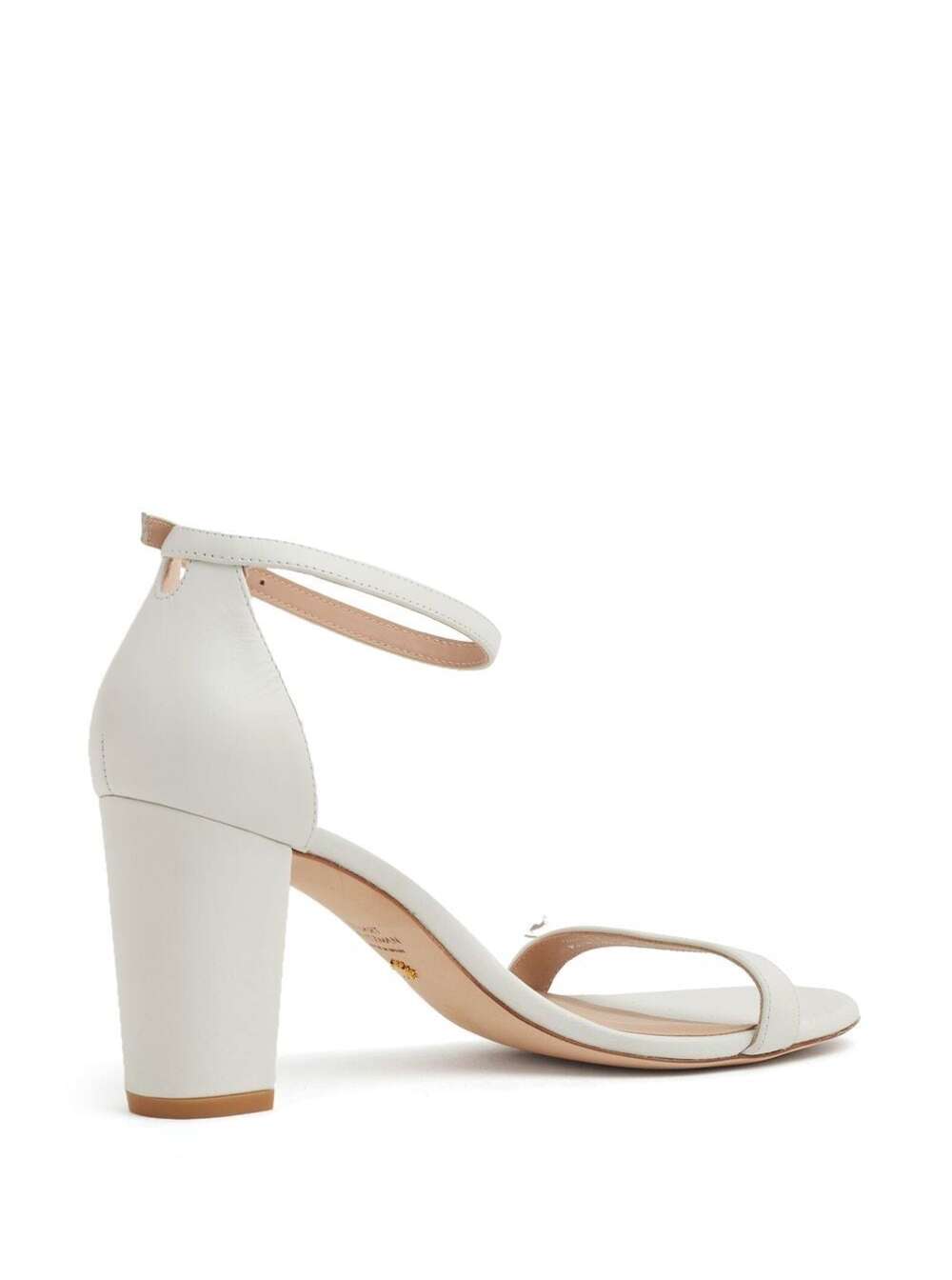 Shop Stuart Weitzman Nearlynude Smooth Calfskin Sandals In White