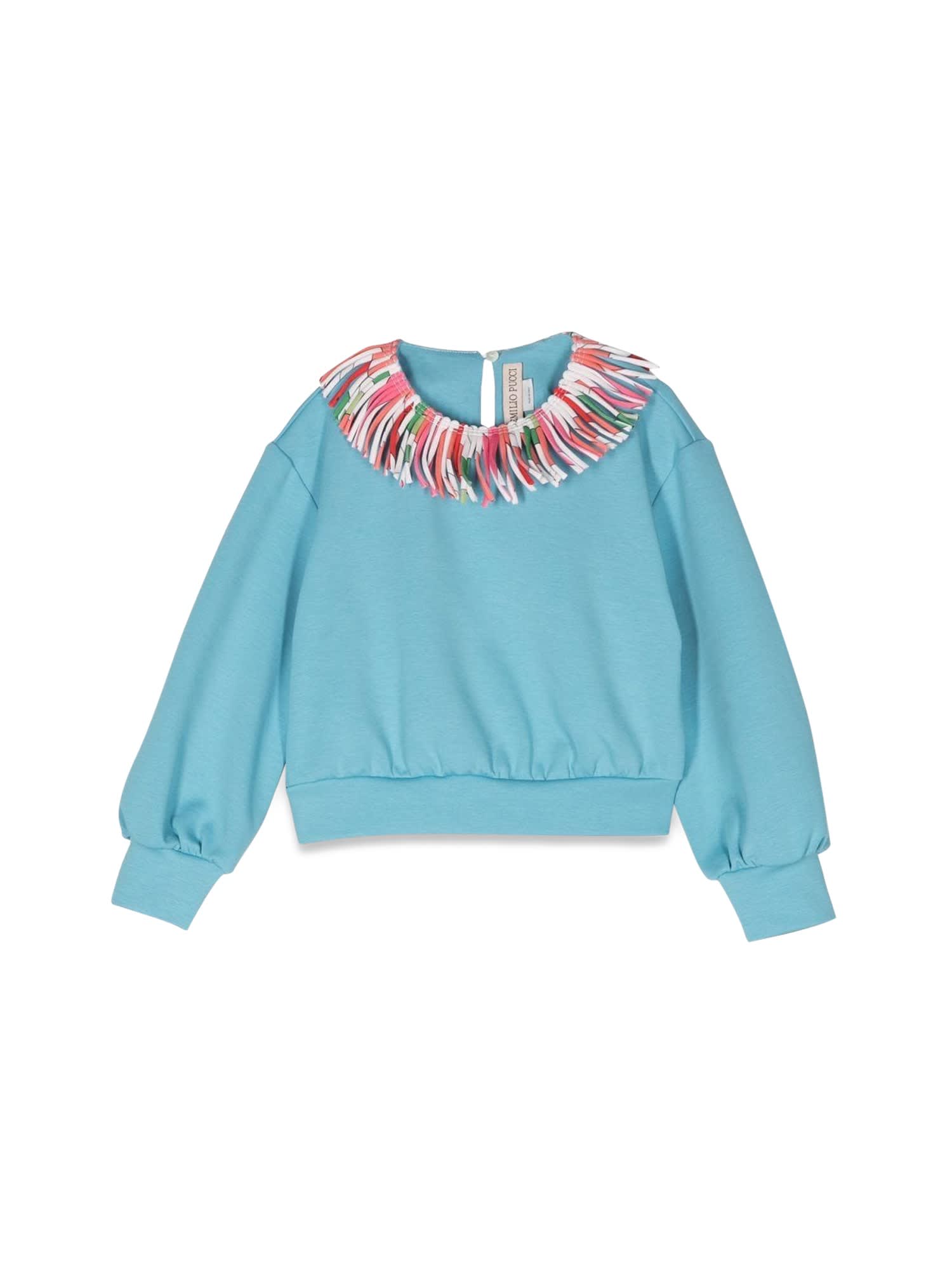 Emilio Pucci Kids' Crewneck Sweatshirt In Azzurro