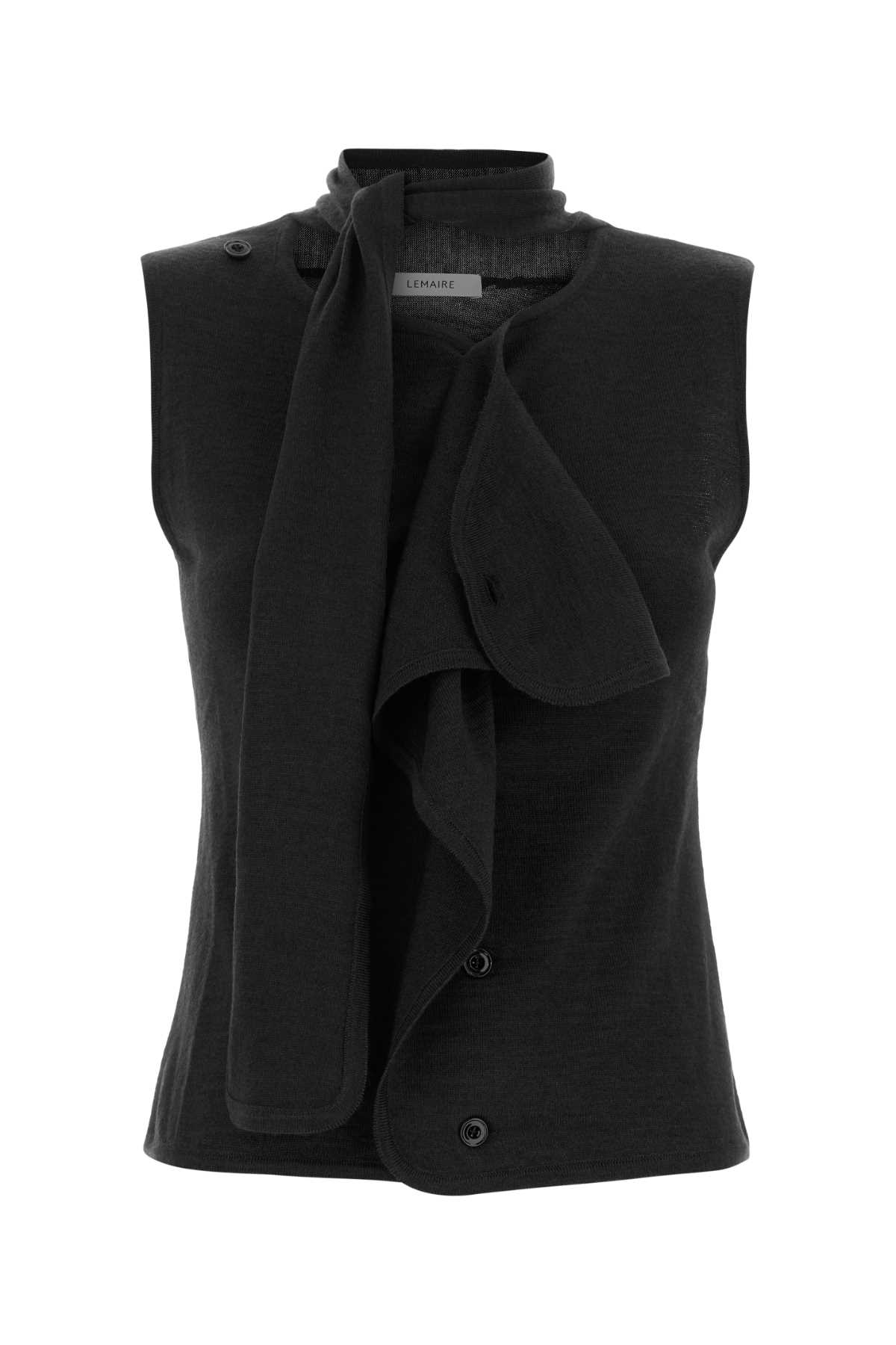 Lemaire Asymmetrical Sleeveless Cardigan In Black