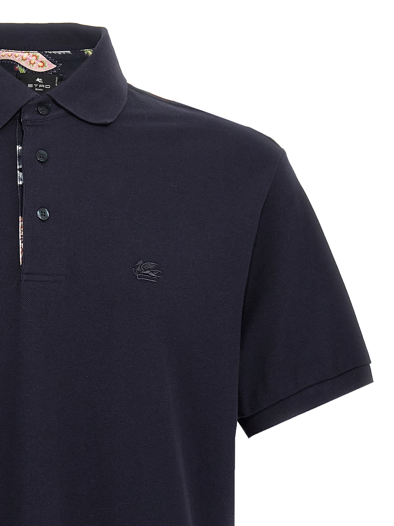 Shop Etro Pegaso Polo Shirt In Blue