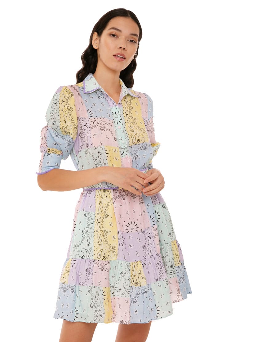 Photo of  MC2 Saint Barth Multicolor Bandanna Linen Short Dress- shop MC2 Saint Barth Dresses online sales