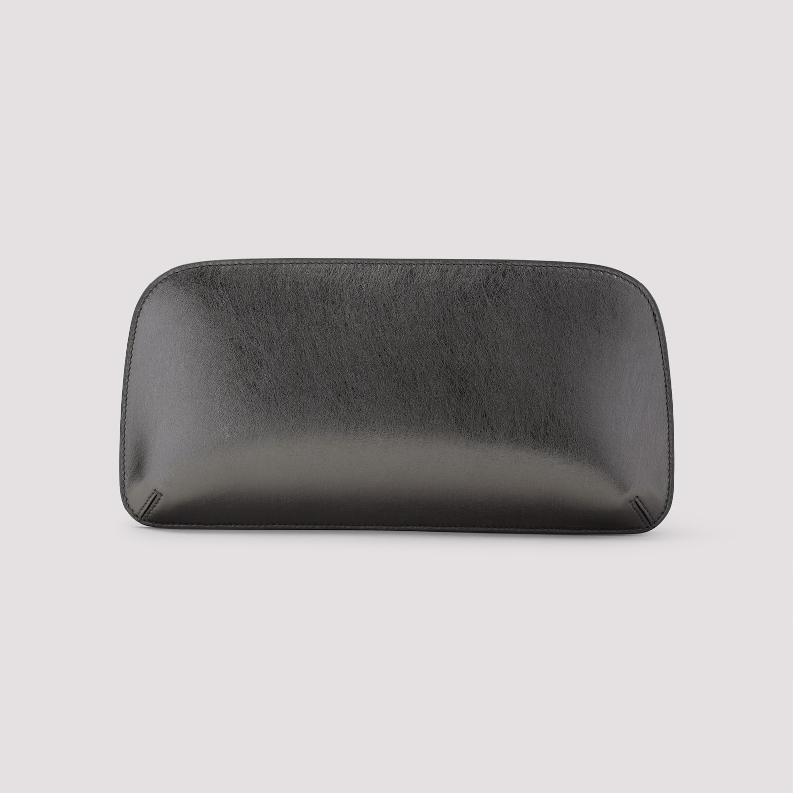 Giorgio Armani Logo Metallic Leather Clutch In Grey