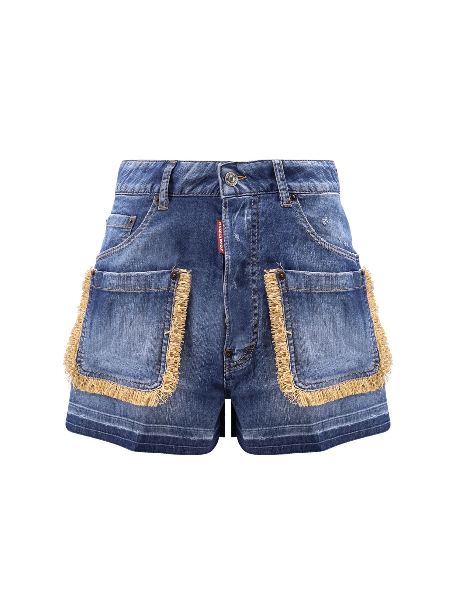 Dsquared2 Summer Lovers Denim Shorts With Fringe Detailing