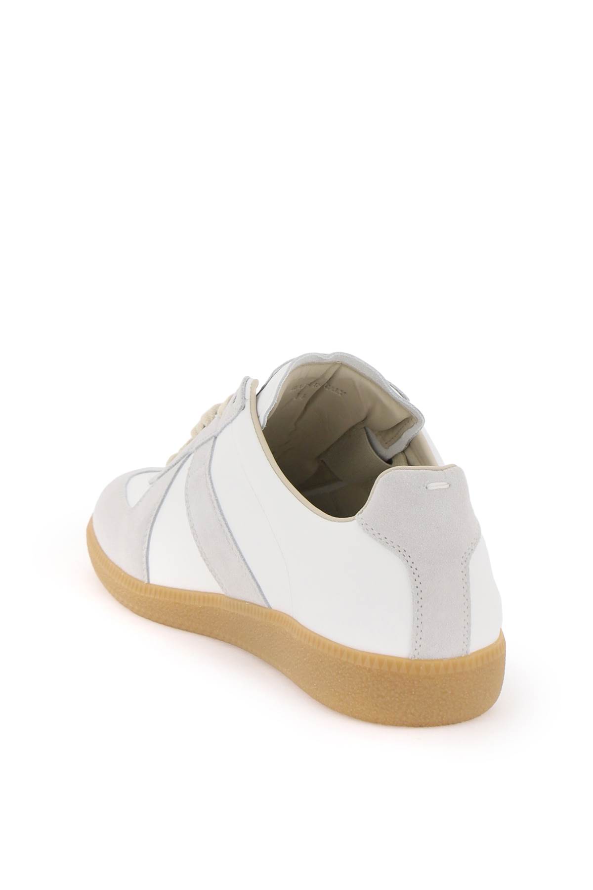 Shop Maison Margiela Leather Replica Sneakers In Off White (white)