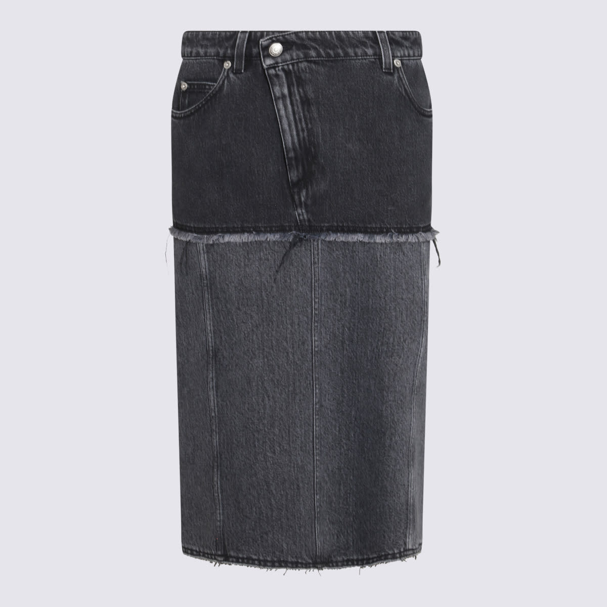 Shop Alexander Mcqueen Black Cotton Skirt In Black Stonewashed