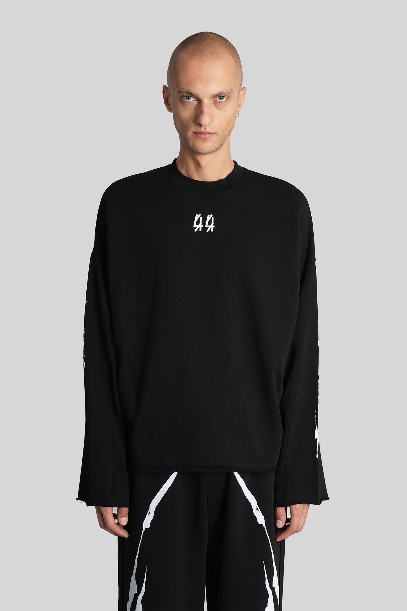 44 Label Group Logo-embroidered Frayed-edge Sweater In Blue