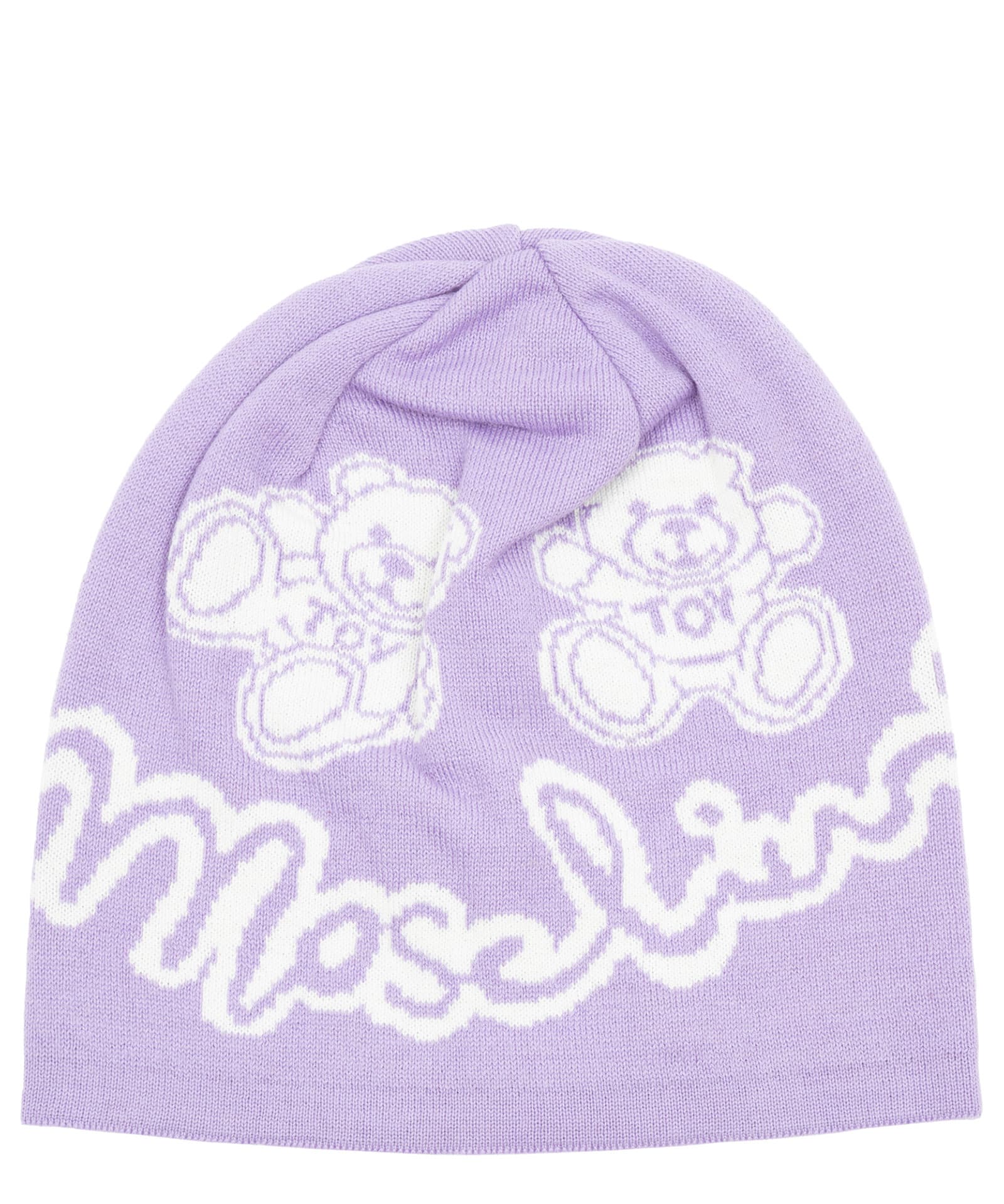 Moschino Teddy Bear Wool Beanie In Lilac