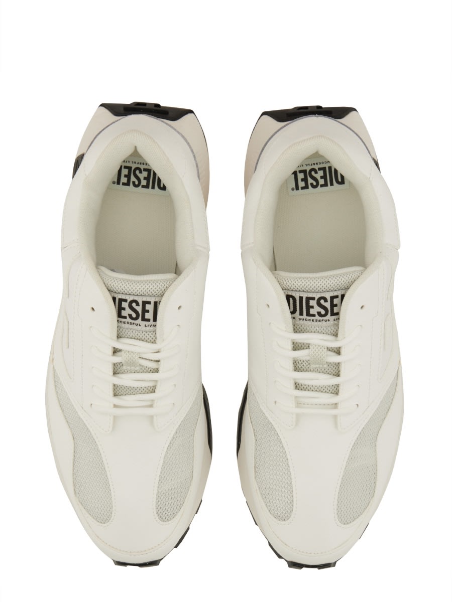 Diesel Controlled Mesh Panels Round Toe Sneaker In White