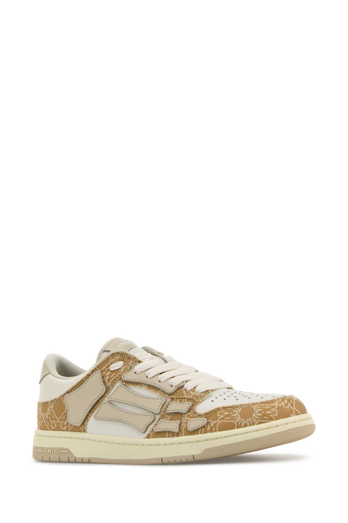 Amiri Leather And Fabric Skel Sneakers With Contrast Panels In Brown