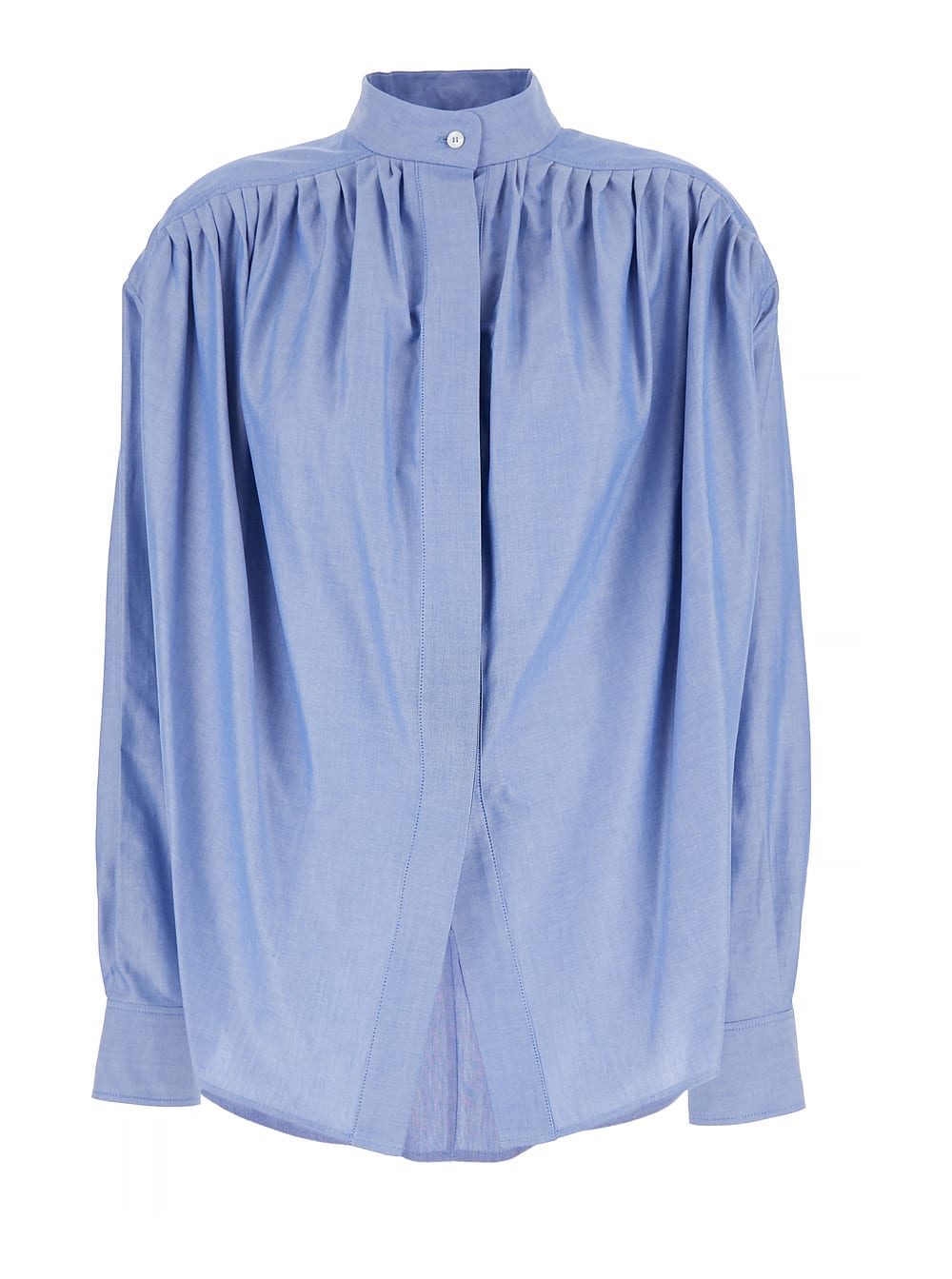 Shop Etro Pleated Blouse In Indaco (light Blue)