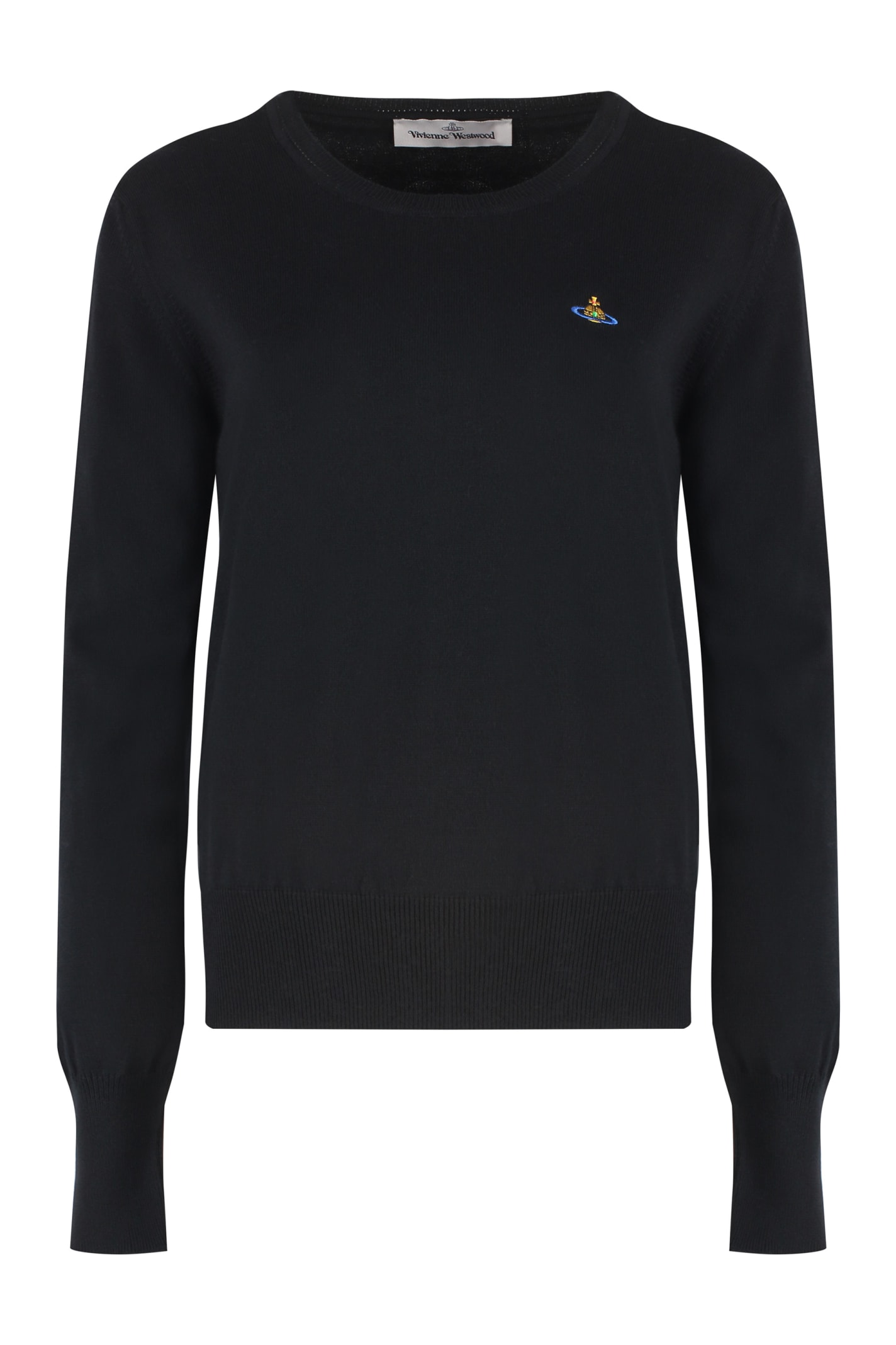 Shop Vivienne Westwood Bea Cotton Blend Crew-neck Sweater In Black