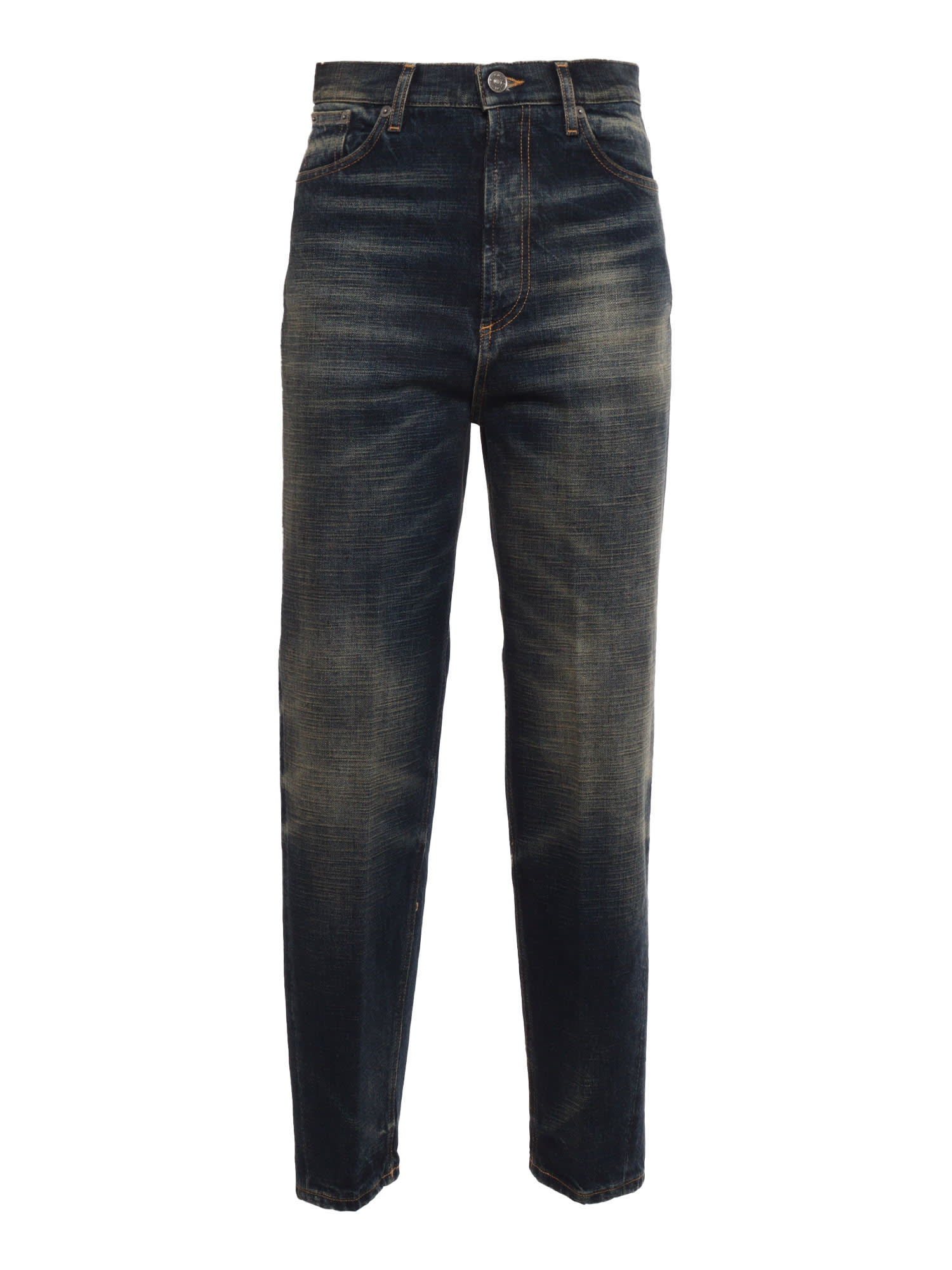 Dondup Embossed Patch Denim Jeans In Blue