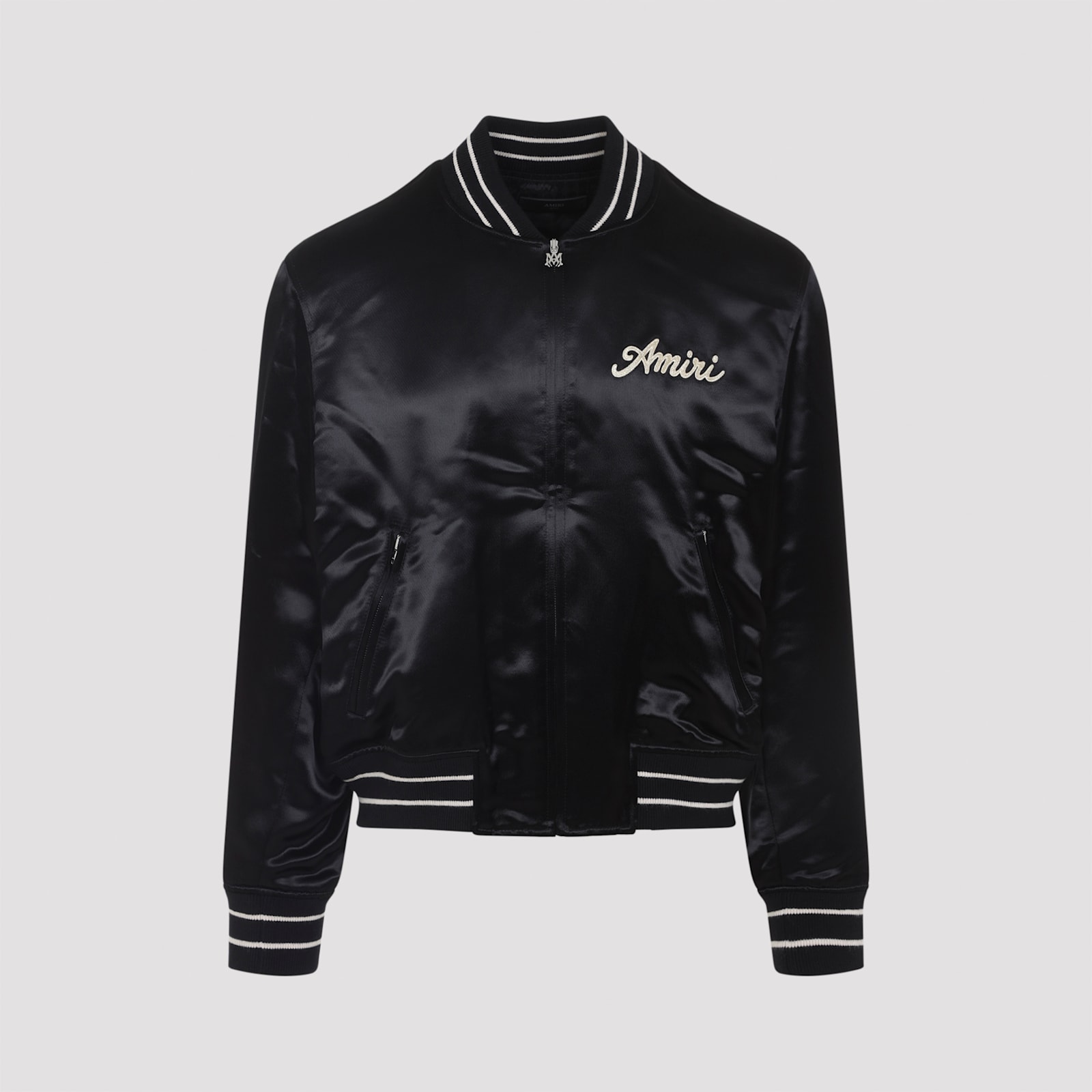 Amiri Bomber Jacket With Ribbed Cuffs And Hem In Black
