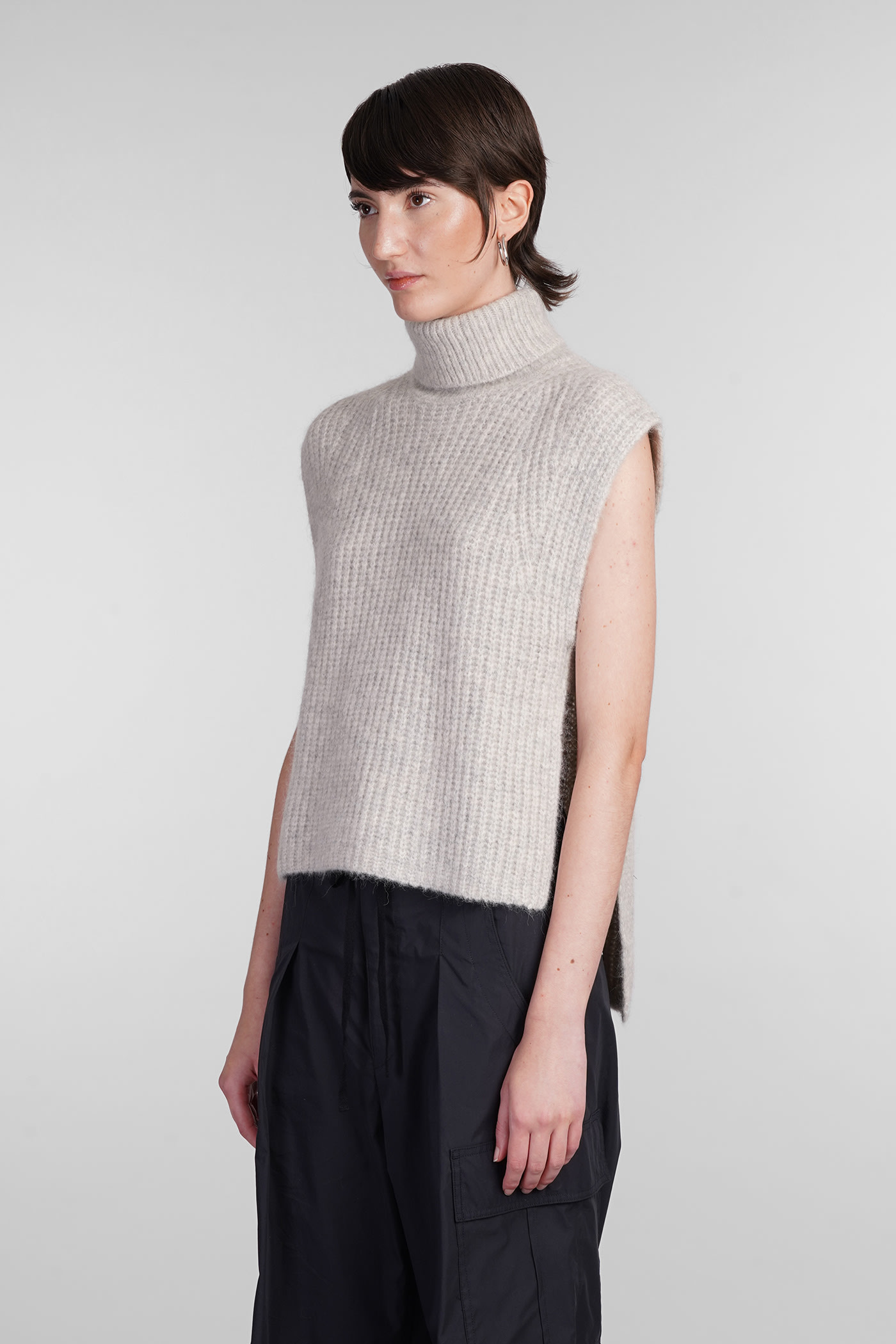 Shop Marant Etoile Megan Knitwear In Grey Wool In Beige