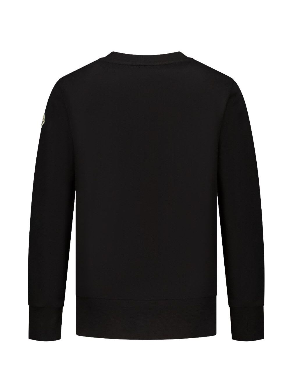 Moncler Black Sweatshirt With Lettering Logo On The Front And Logo Patch On The Sleeve In Cotton Boy In Black