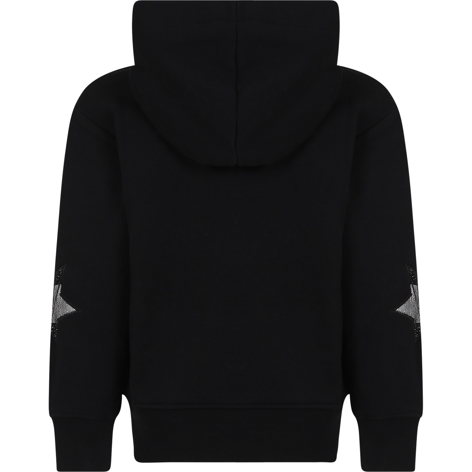 Msgm Black Sweatshirt For Girl With Logo And Stars In Black